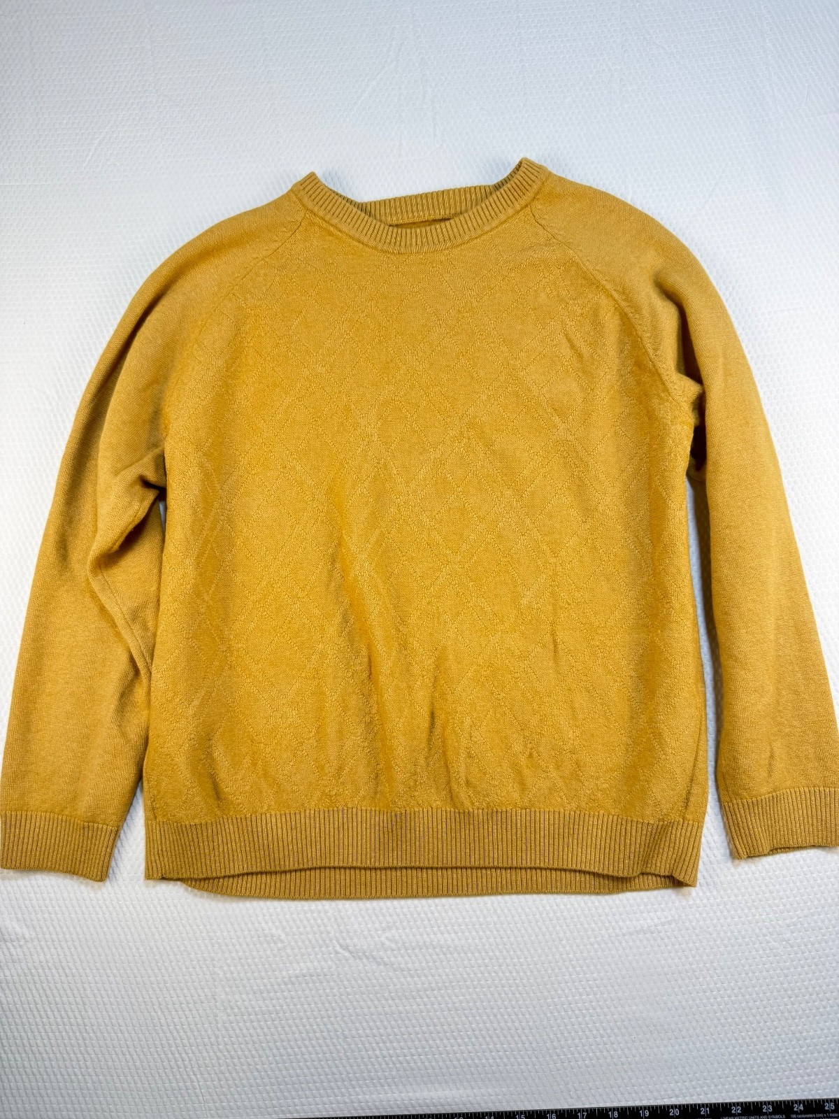 Vintage Tehama Men’s XL Merino Silk Cashmere Mustard Diamond Knit Sweater