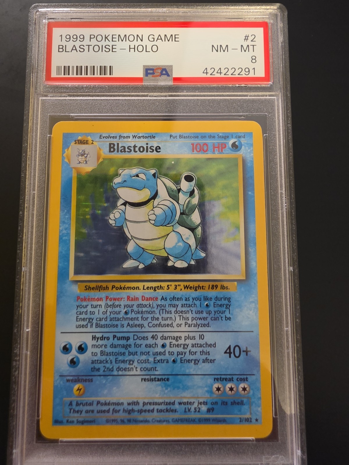 Pokemon TCG Blastoise Base Set Holo Rare Unlimited Psa 8
