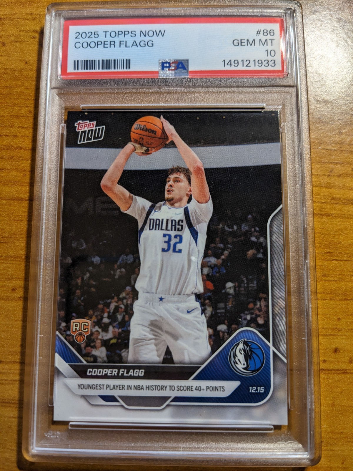 Cooper Flagg 2025-26 Topps Now #86 Youngest Player 40+ Points Rookie PSA 10 🏀 Cooper Flagg 2025-26 Topps Now #86 Youngest Player 40+ Points Rookie PSA 10 🏀