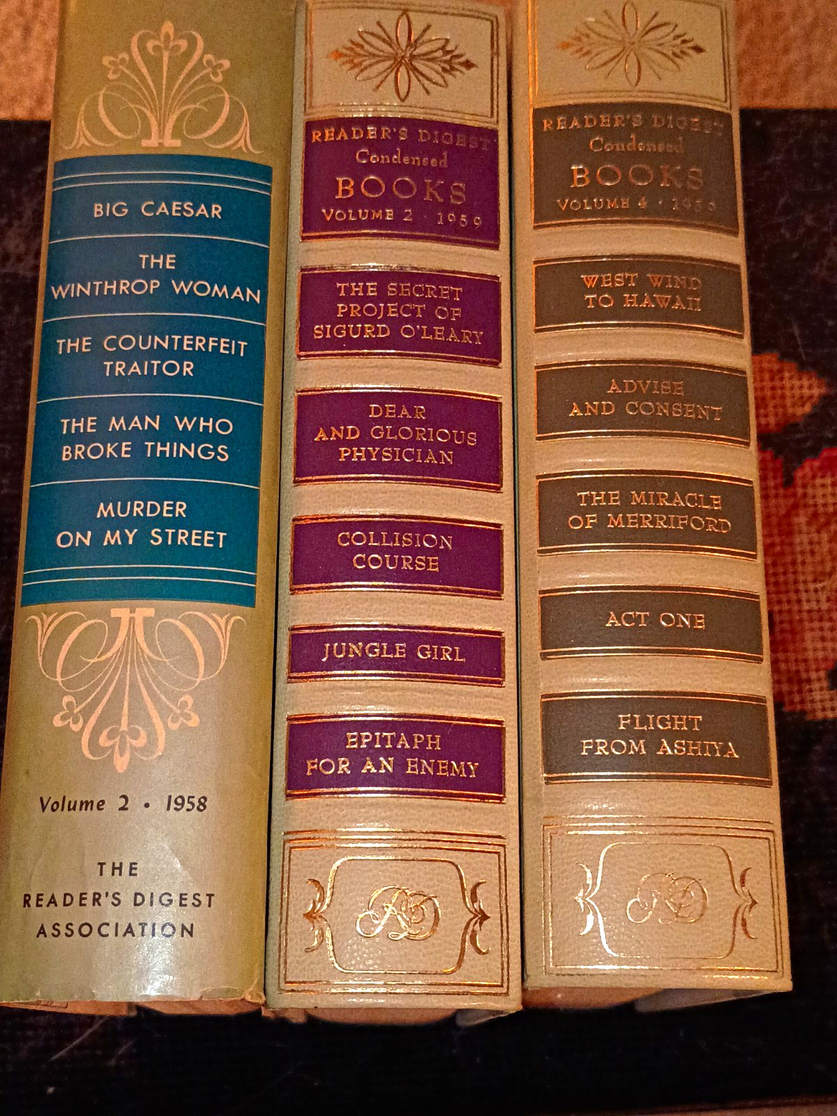 Reader\'s Digest Condensed Books Lot of 3 Books 1958-1959 Spring/Autumn HC Reader\'s Digest Condensed Books Lot of 3 Books 1958-1959 Spring/Autumn HC