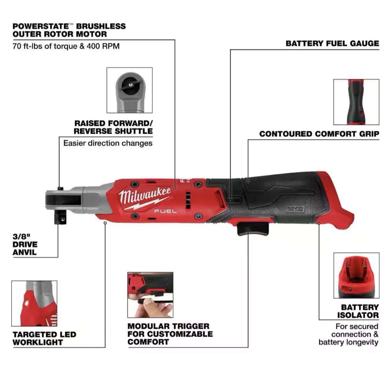 Milwaukee 3053-20 M12 FUEL 3/8