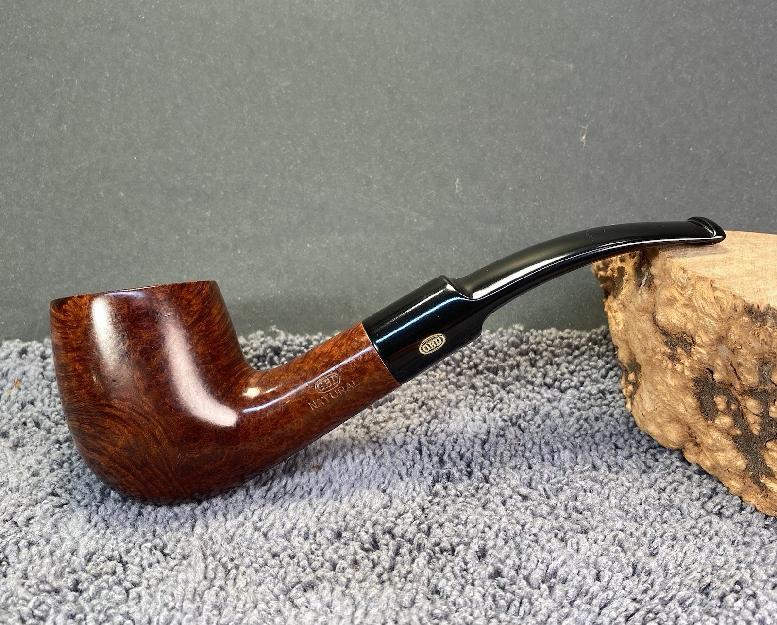 Vintage 1960s GBD Natural 9685 Smooth Bent Rhodesian Pipe - Metal Inlay - RARE