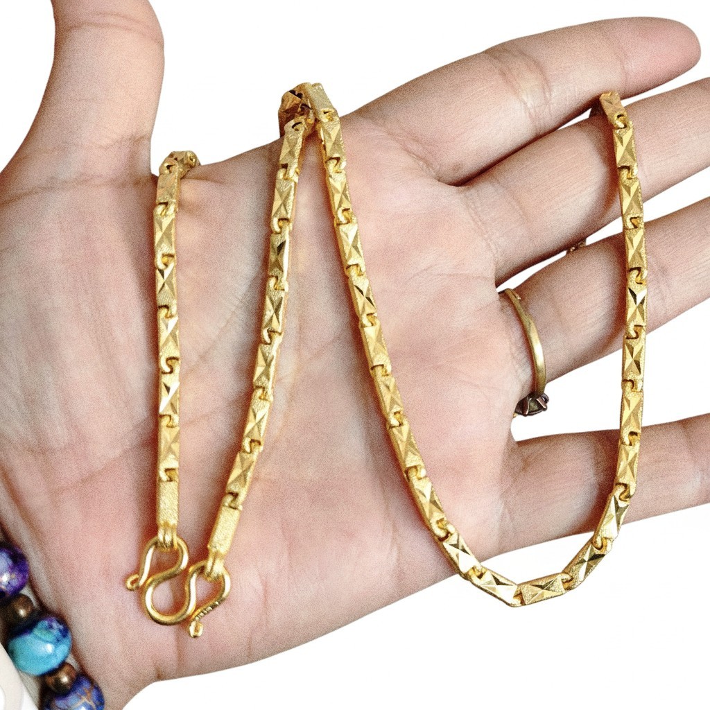 22K 24K Thai Baht Yellow Gold  GP Filled Necklace 24 inch 4 mm  Jewelry GP01