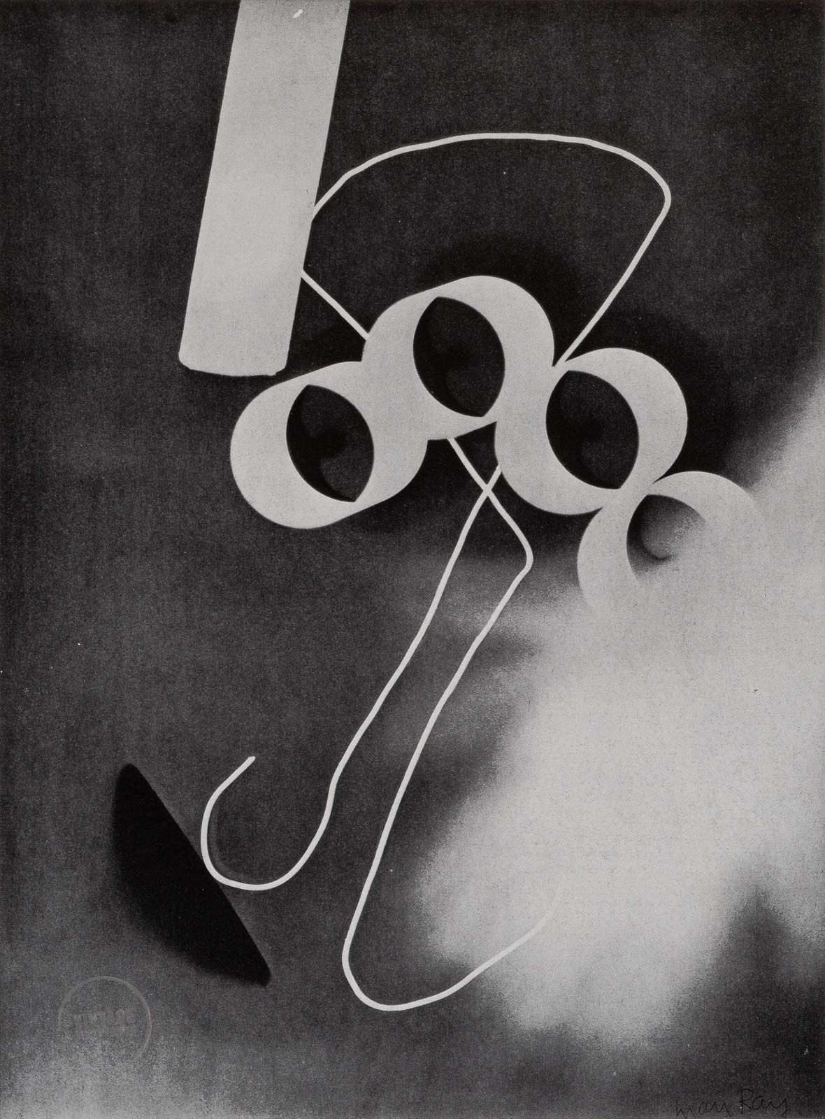 VTG Man Ray Print Man Ray Rayograph Lithograph Engraving Photo 1920 Mat 12x15