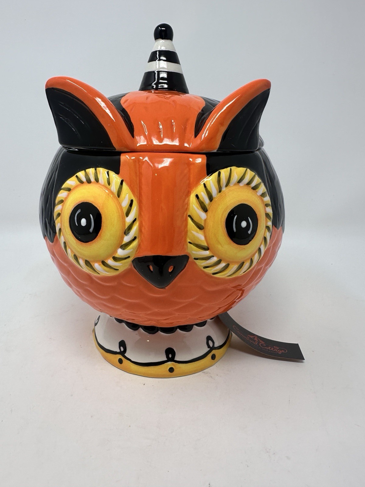 Johanna Parker Carnival Cottage Halloween Owl Canister NEW IN BOX