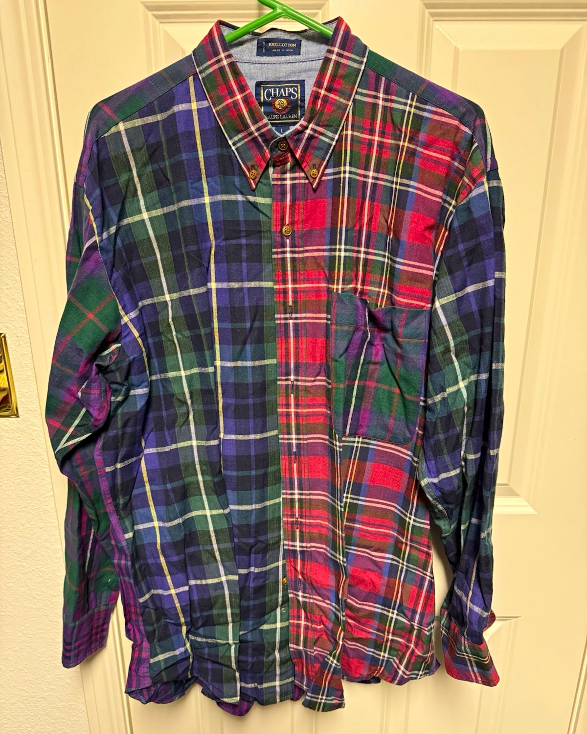 Chaps Ralph Lauren Men\'s Plaid Woven Cotton Button-Down Shirt L Multicolor Chaps Ralph Lauren Men\'s Plaid Woven Cotton Button-Down Shirt L Multicolor