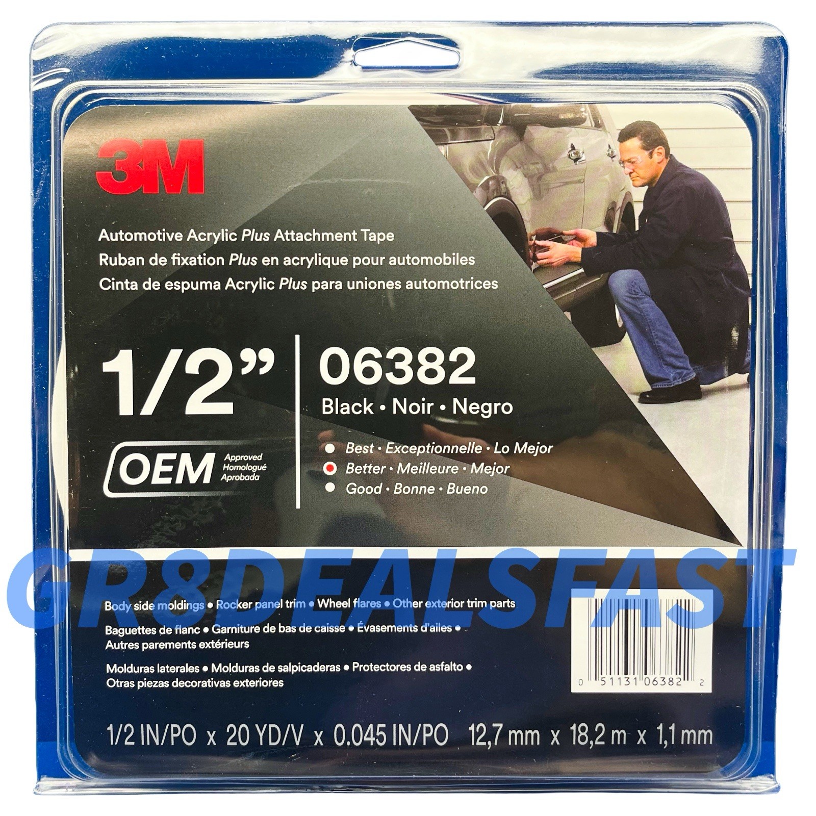 3M 06382 Automotive Acrylic Plus Attachment Tape Black 1/2\ 3M 06382 Automotive Acrylic Plus Attachment Tape Black 1/2\