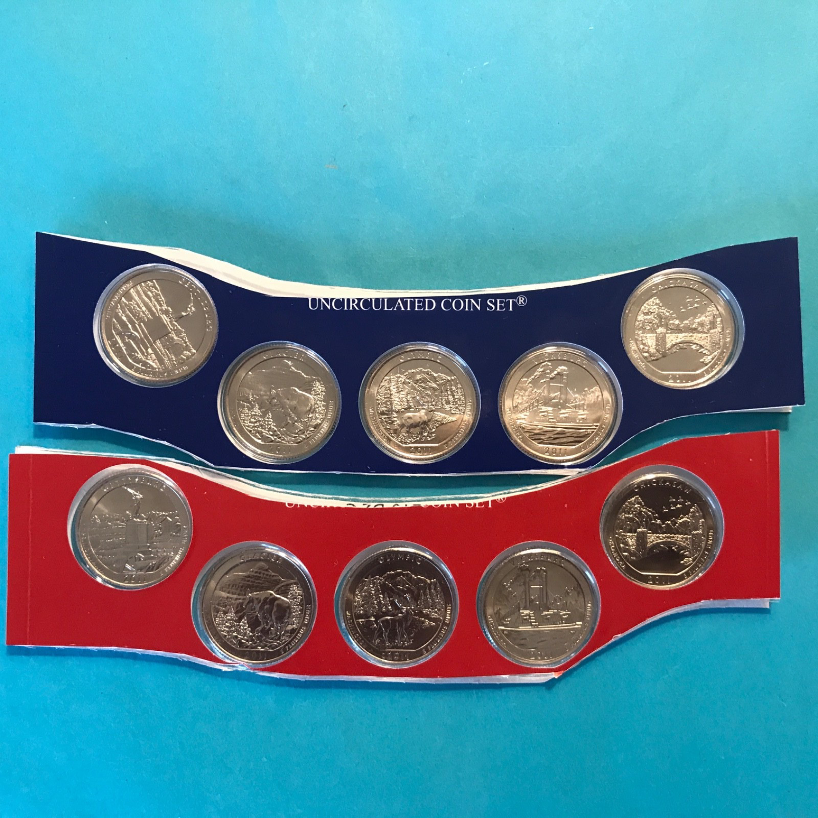 2011 P&D America the Beautiful ATB Quarters Set 10 Coins Mint Pkge  