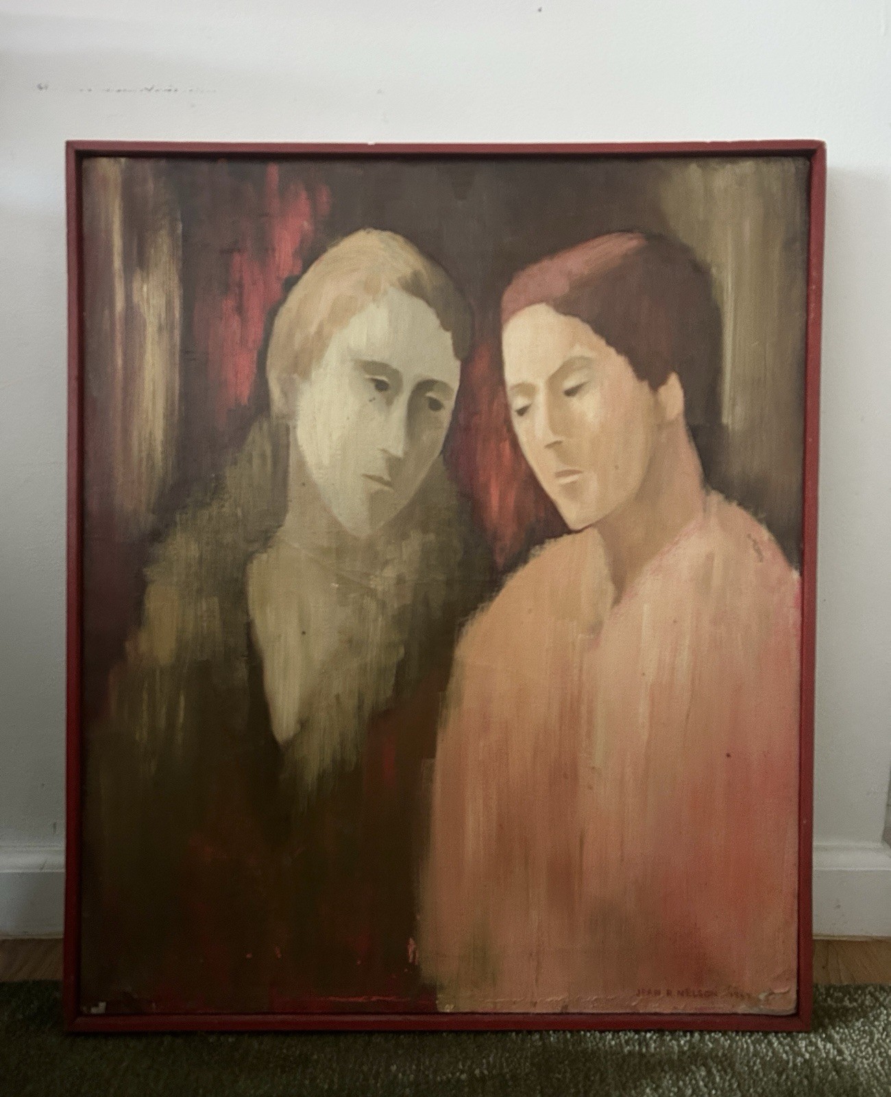 Vintage 1960s Original Oil Painting by Jean Nelson Vintage 1960s Original Oil Painting by Jean Nelson