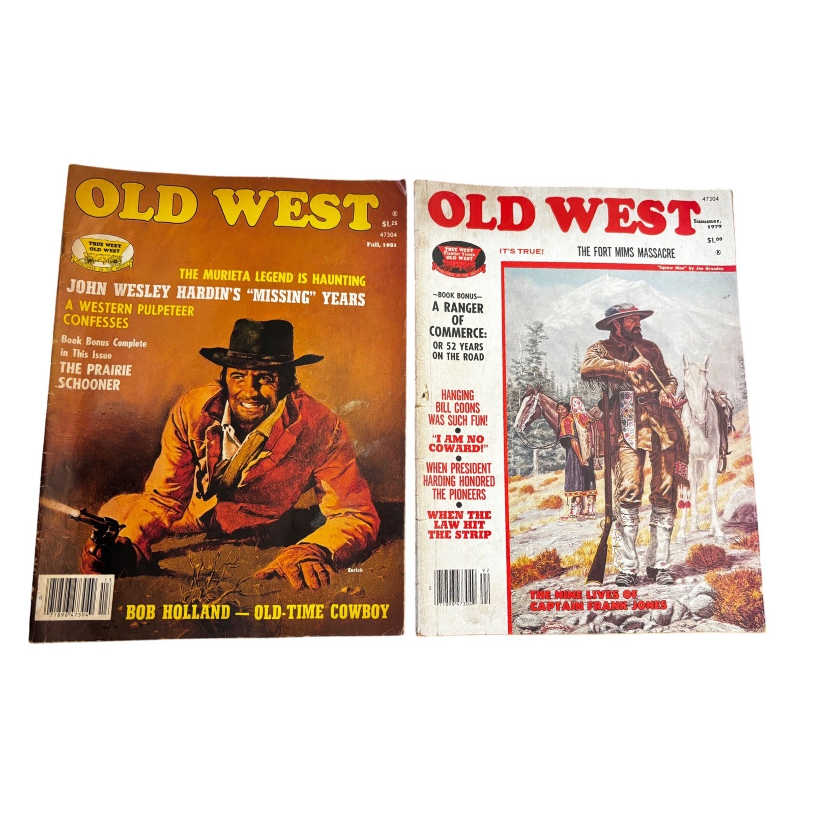 Vintage Old West Magazines 1979 1981 Cowboy Western Pulp Art Charles Russell 2pk