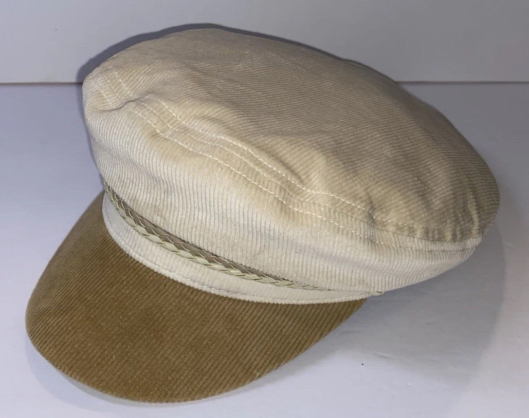 Brixton Ashland Vega Fiddler Fisherman Cap Brown  Cream Corduroy Size Medium