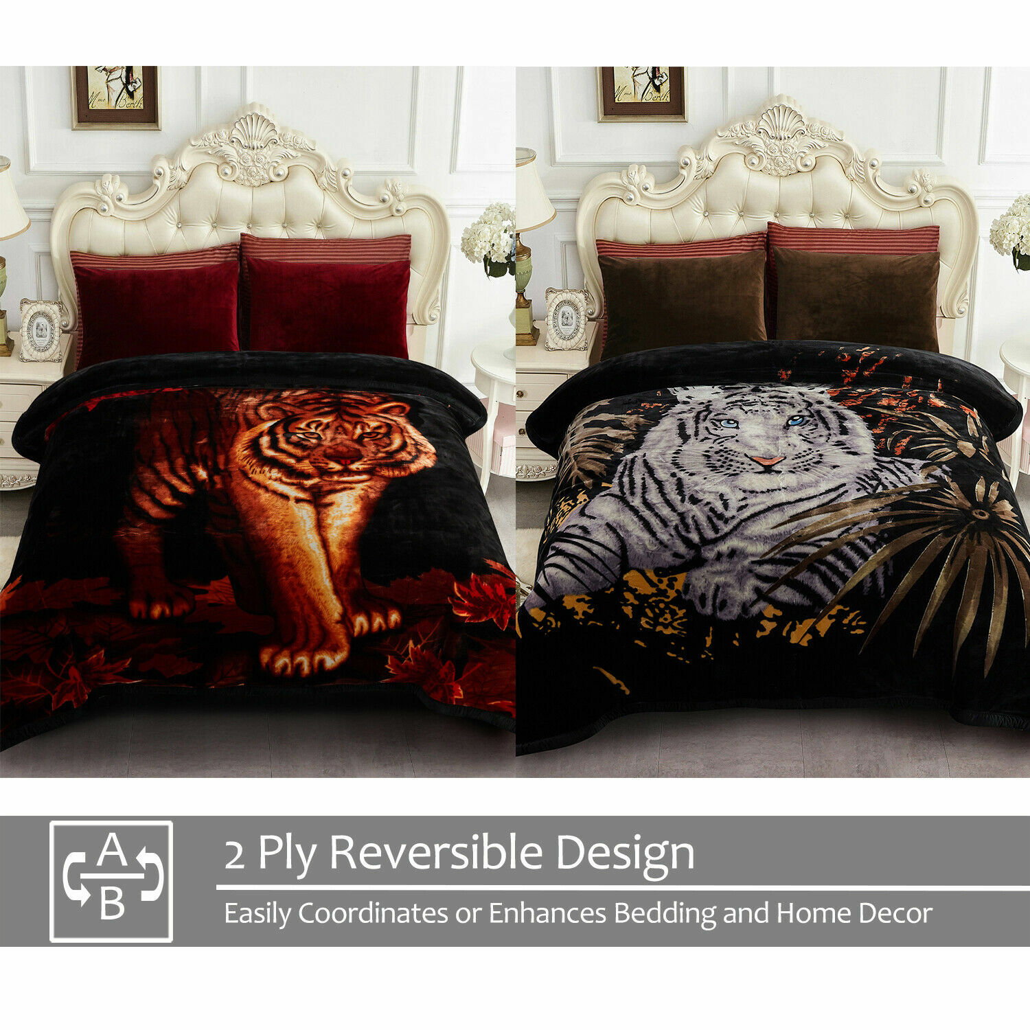 2Ply Reversible Korean Mink Fleece Blanket Thick Heavy Tiger Blankets 10lbs King 2Ply Reversible Korean Mink Fleece Blanket Thick Heavy Tiger Blankets 10lbs King