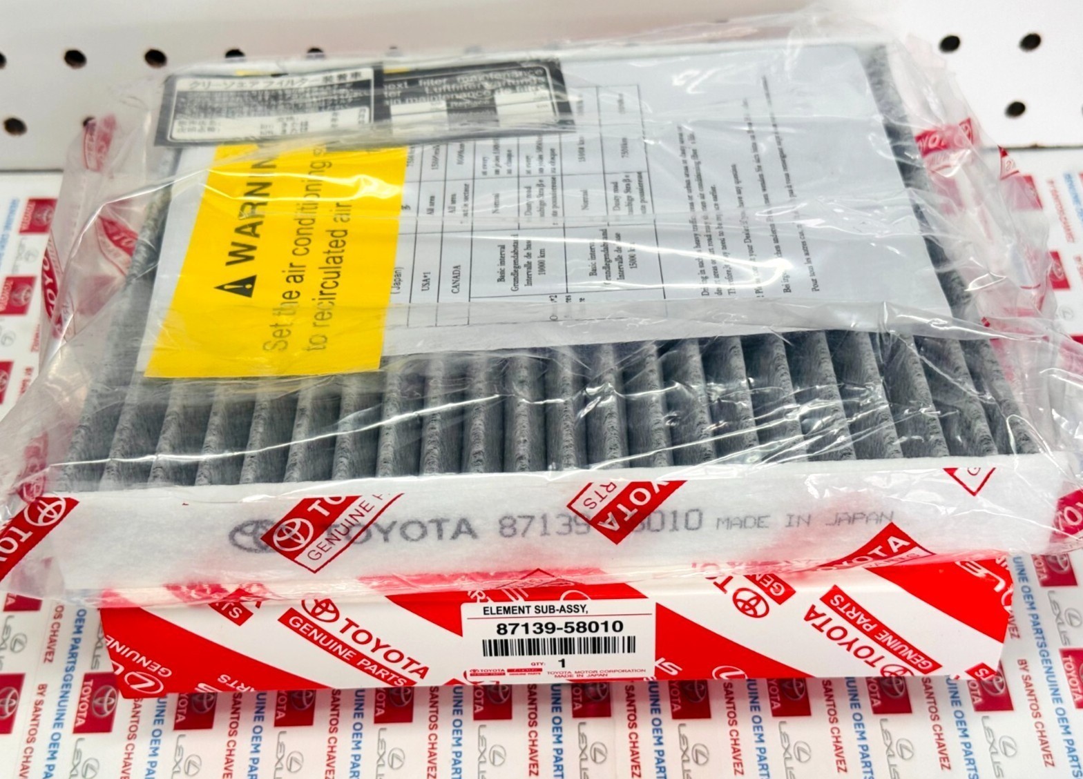 GENUINE OEM PART 87139-58010 Toyota & Lexus Charcoal Cabin Air Filter USA GENUINE OEM PART 87139-58010 Toyota & Lexus Charcoal Cabin Air Filter USA