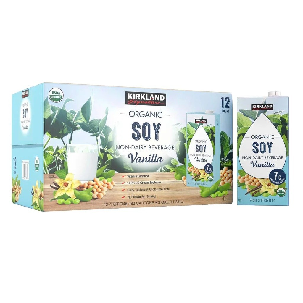 Kirkland Signature, Organic Soy Beverage, Vanilla, 32 fl oz, 12-pack