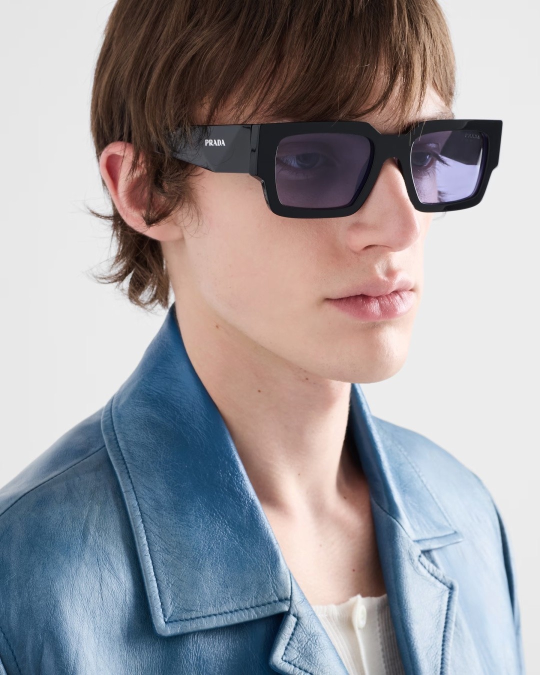 Prada SPR B17 Square Sunglasses Black Frame Purple Lens 54‑20‑145 Prada SPR B17 Square Sunglasses Black Frame Purple Lens 54‑20‑145