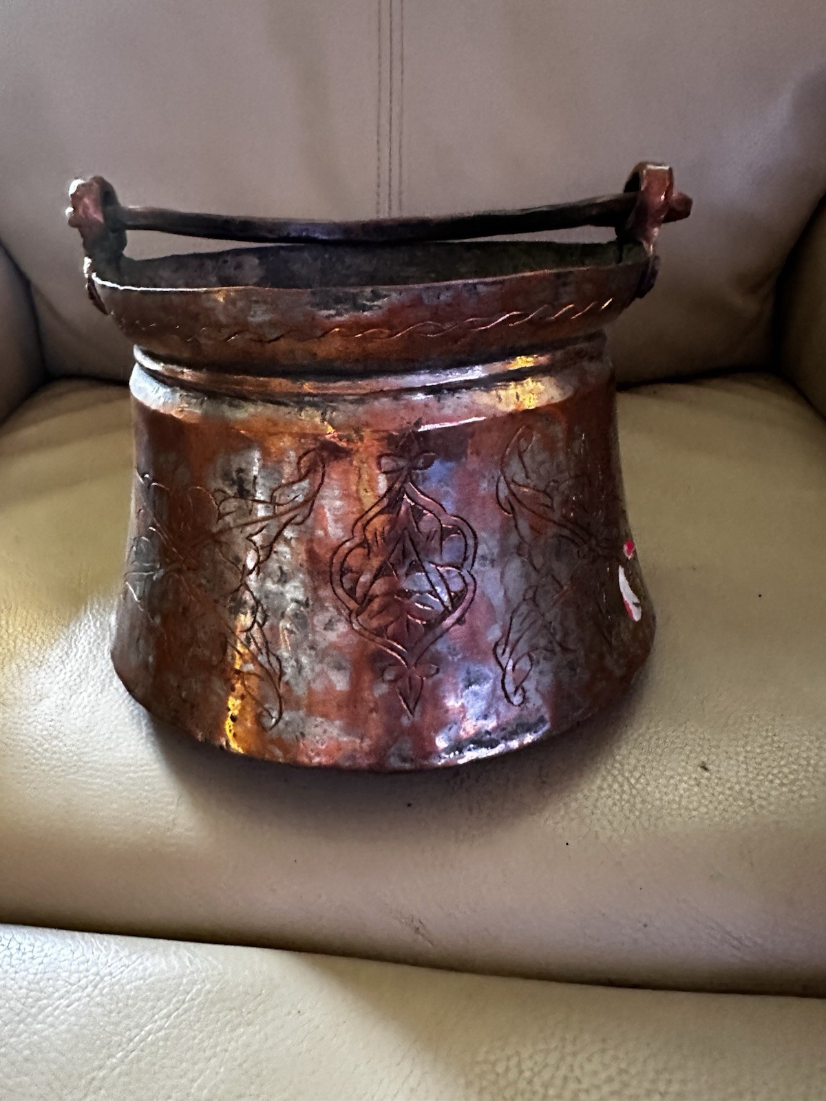 Large Early Antique Handcrafted Middle Eastern Copper Pot Cooking Rare