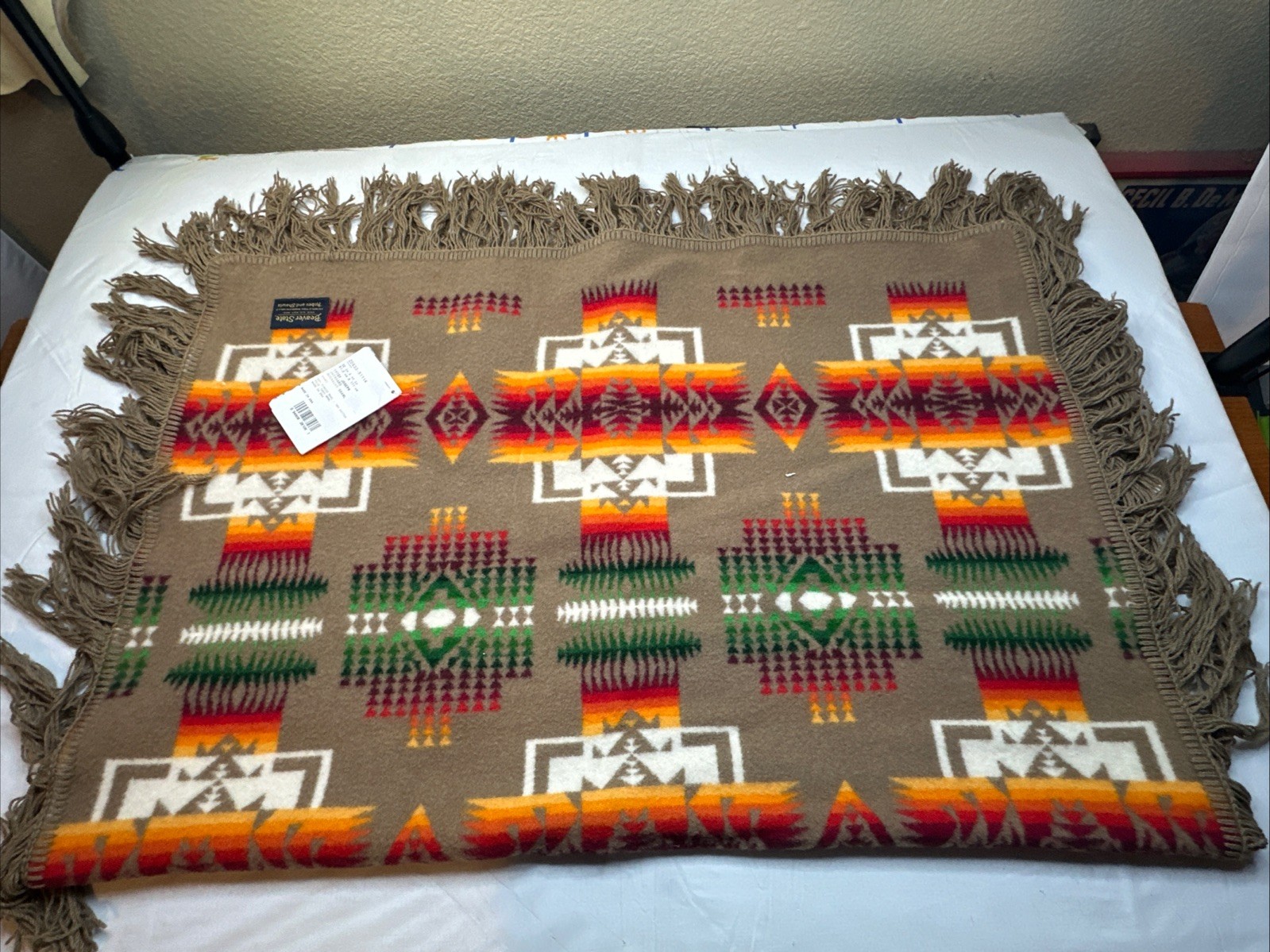 Pendleton Wool Blanket Standard Rectangular Khaki Multicolor Bedroom NWT 32X44 Pendleton Wool Blanket Standard Rectangular Khaki Multicolor Bedroom NWT 32X44