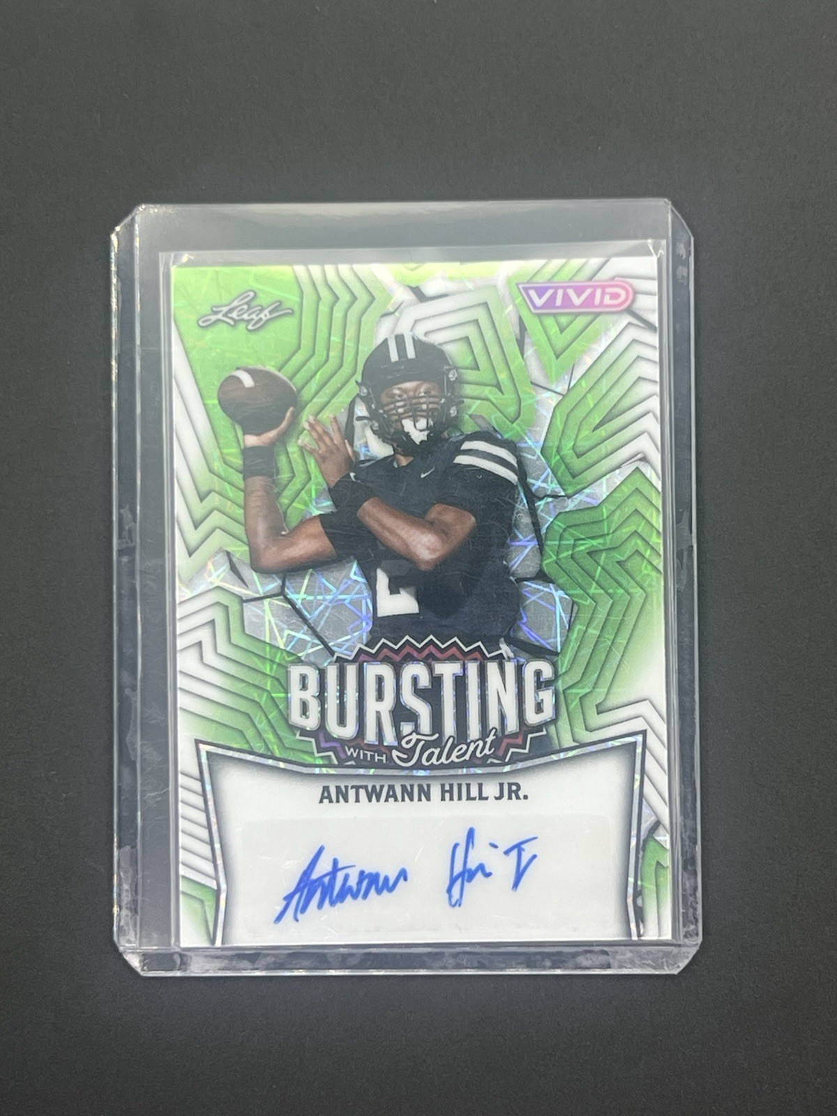 2025 Leaf Vivid Football Bursting With Talent Green Auto #5/8 Antwann Hill Jr.