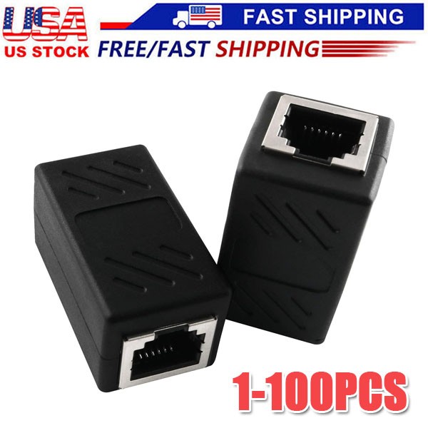 RJ45 Inline Coupler Cat6/Cat5e Ethernet Network Cable Extender Connector Lot