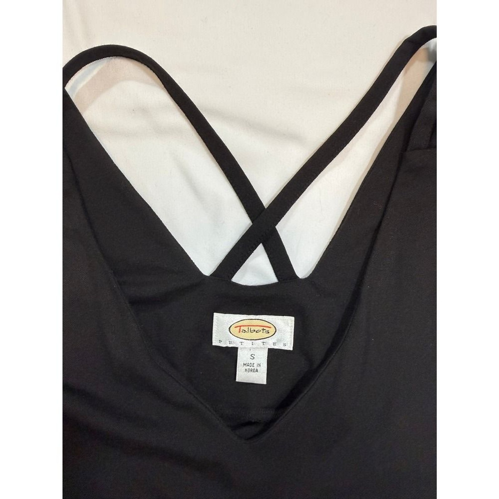 Talbots Petites Black Sleeveless Maxi Dress Crisscross Back Closet Staple S