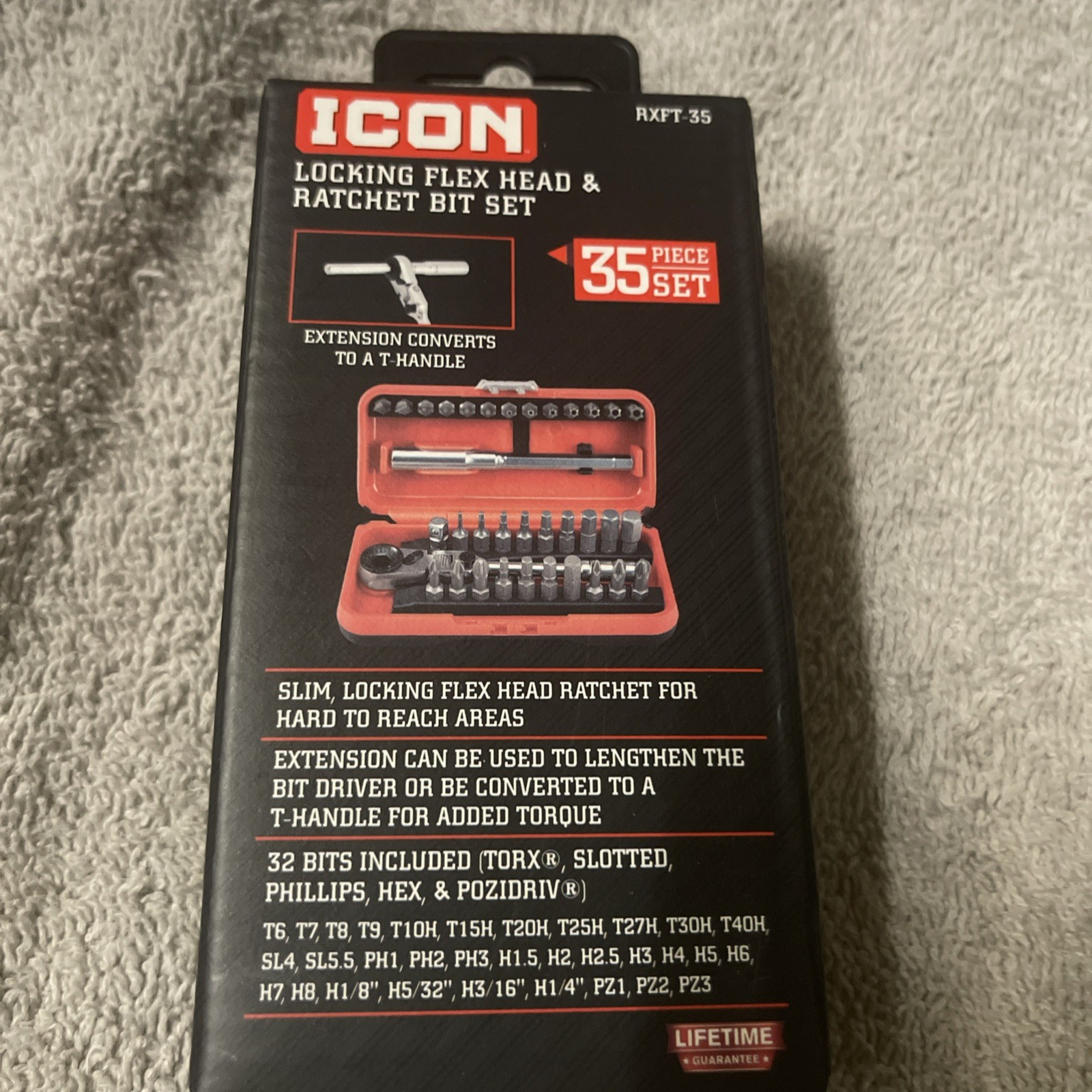 ICON Locking Flex Head Ratchet and Bit Set, 35 Piece NEW / Ships Fast