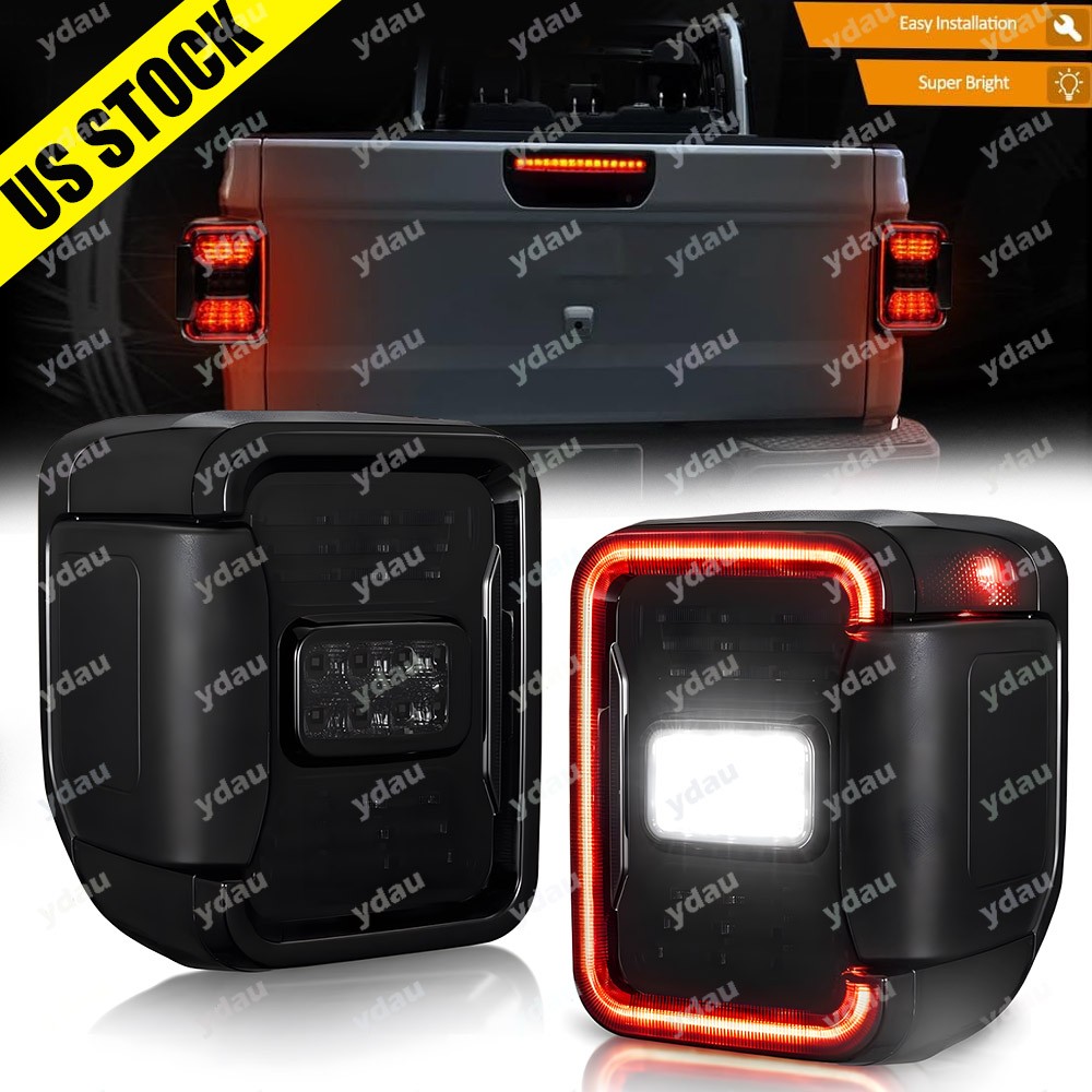 Pair Smoke LED Tail Lights Replace Halogen For Jeep Gladiator JT 2020 2021 2022
