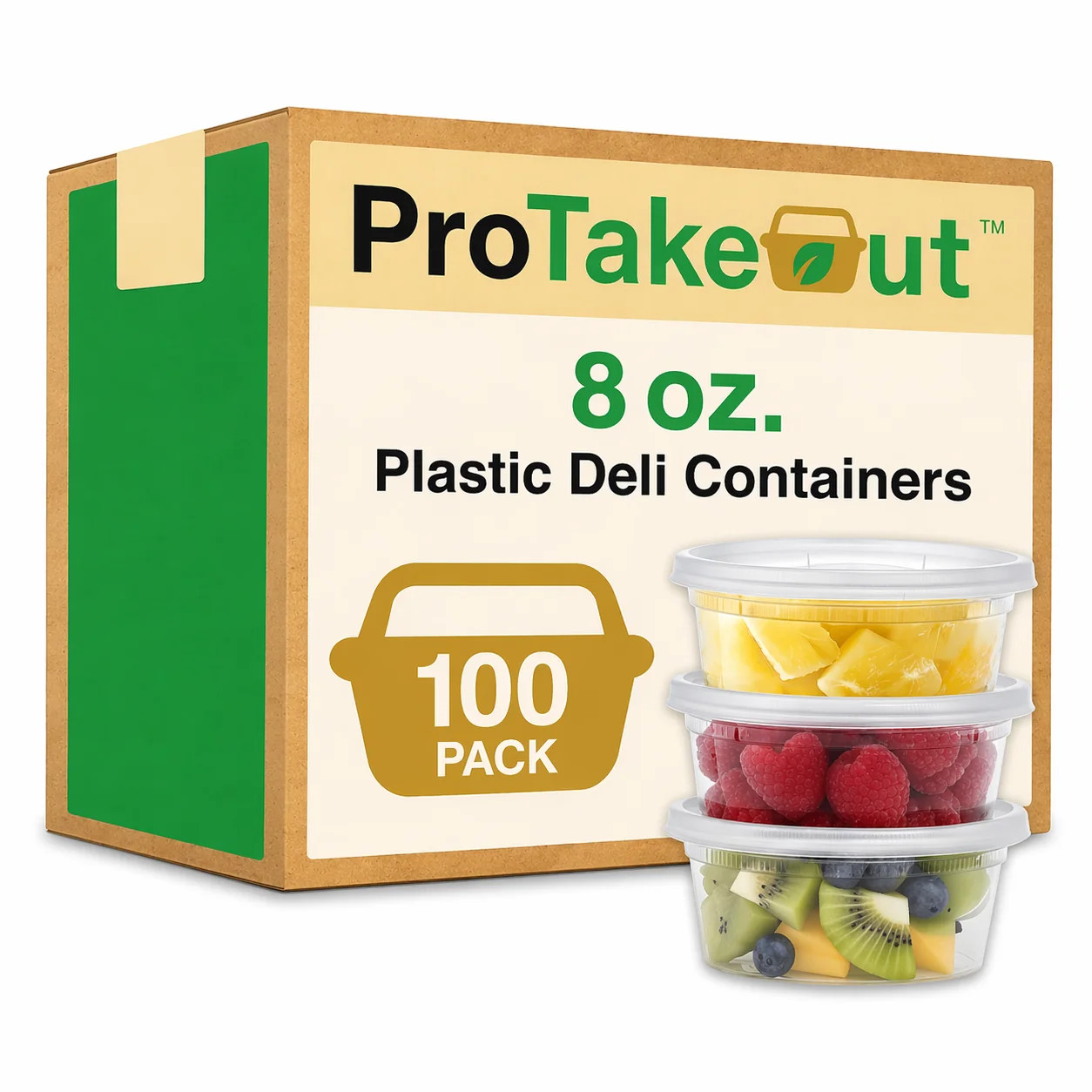 ProTakeOut, [8 oz] Heavy-Duty PP Deli Containers with Lids – 100 Sets  Durable