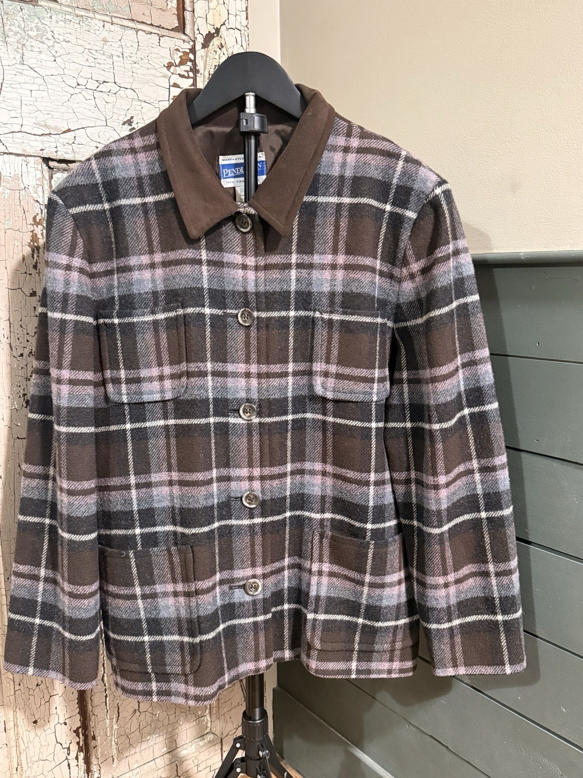 Vintage Pendleton 100% Virgin Wool Plaid Jacket Coat Womens 16 Made USA Vintage Pendleton 100% Virgin Wool Plaid Jacket Coat Womens 16 Made USA