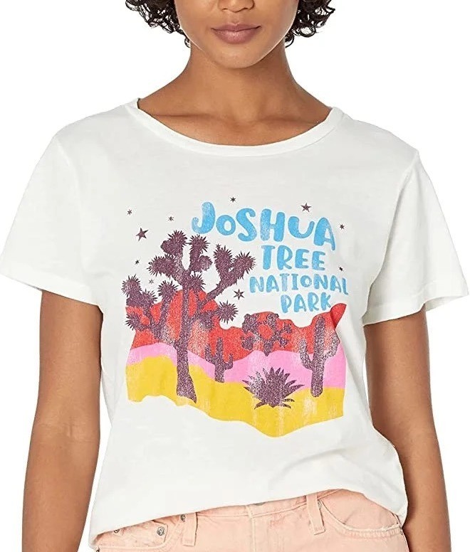 THE ORIGINAL RETRO BRAND Joshua Tree Tee XL White Multicolor Graphic 100% Cotton
