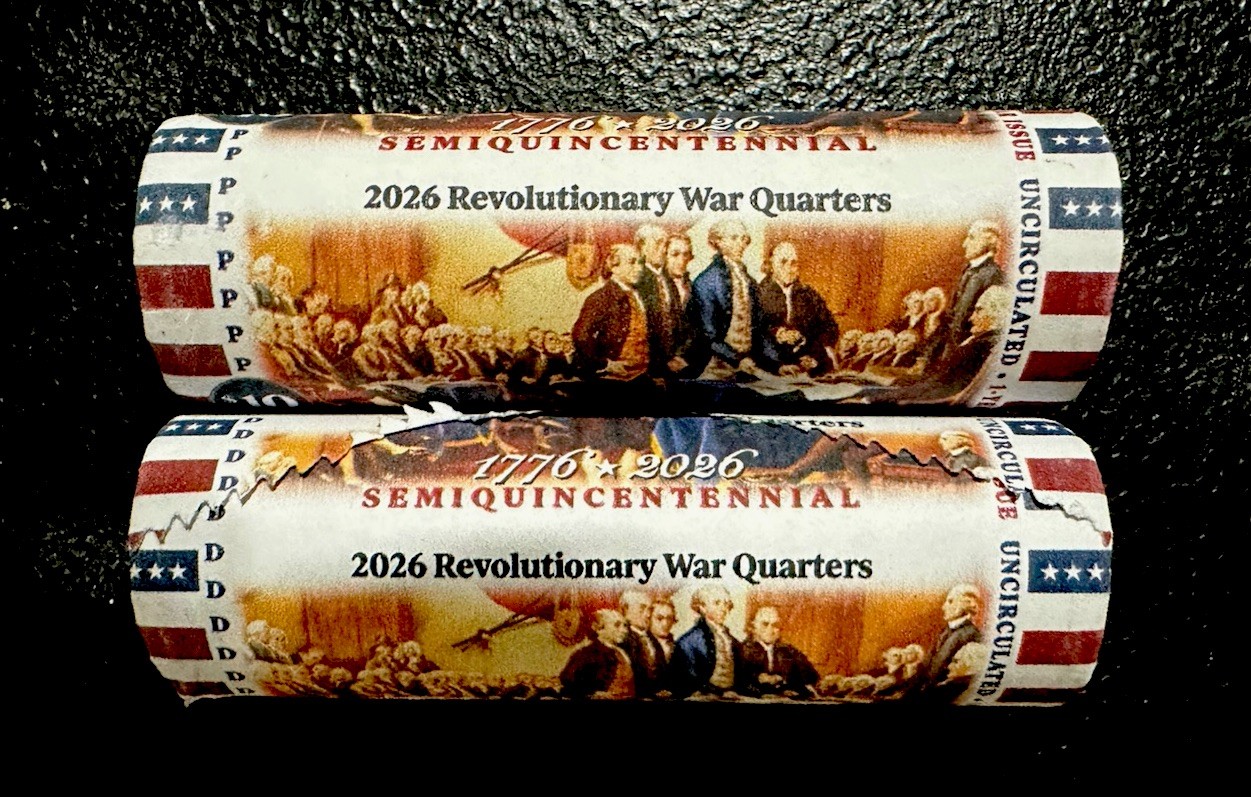 2026 Revolutionary War Quarters 25C $10 Two Coin Rolls P Business Strike