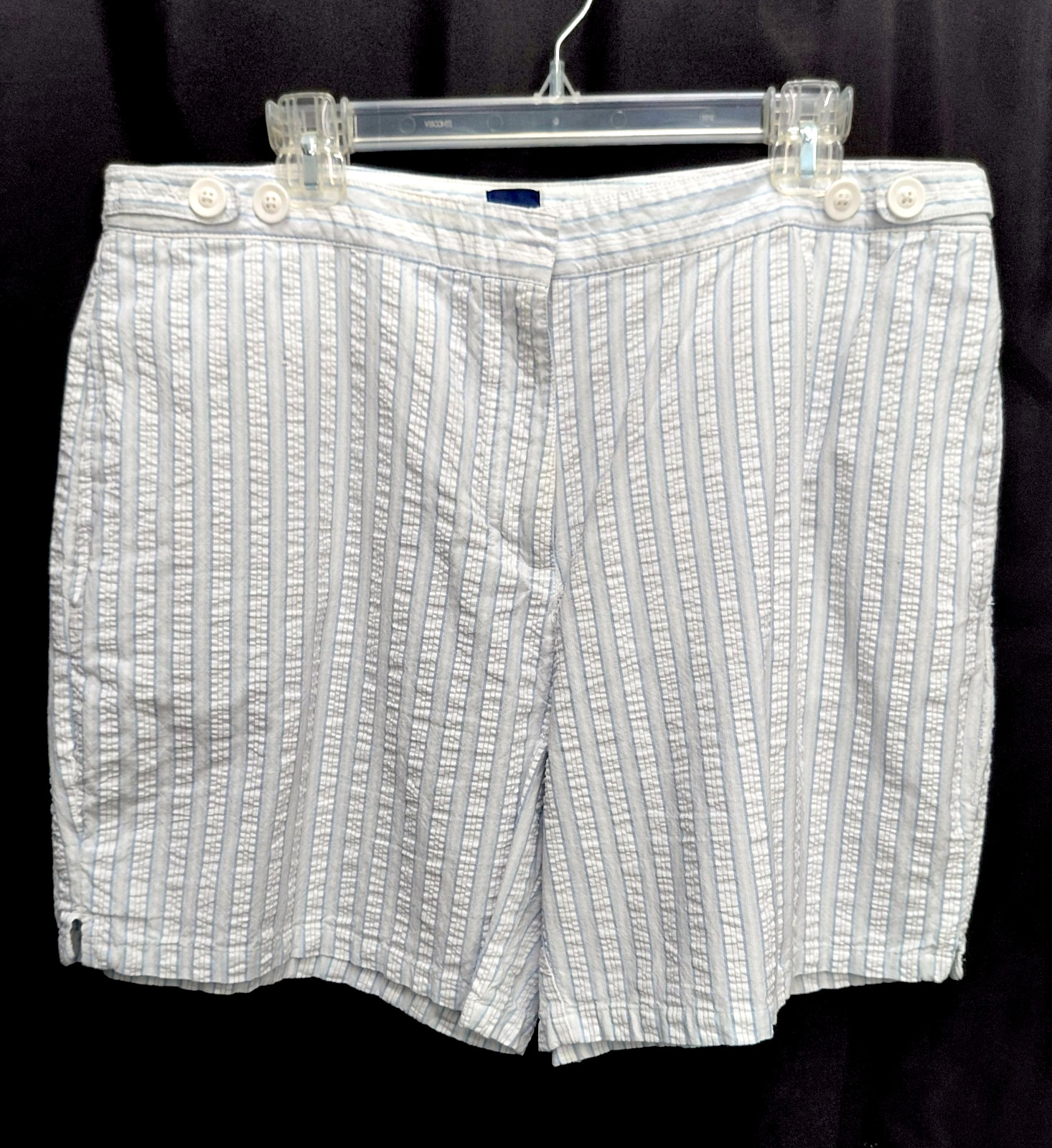 XL 18 BASIC EDITIONS KMART PUCKERED STRIPE WOVEN 100% COTTON ZIP FLY SHORTS
