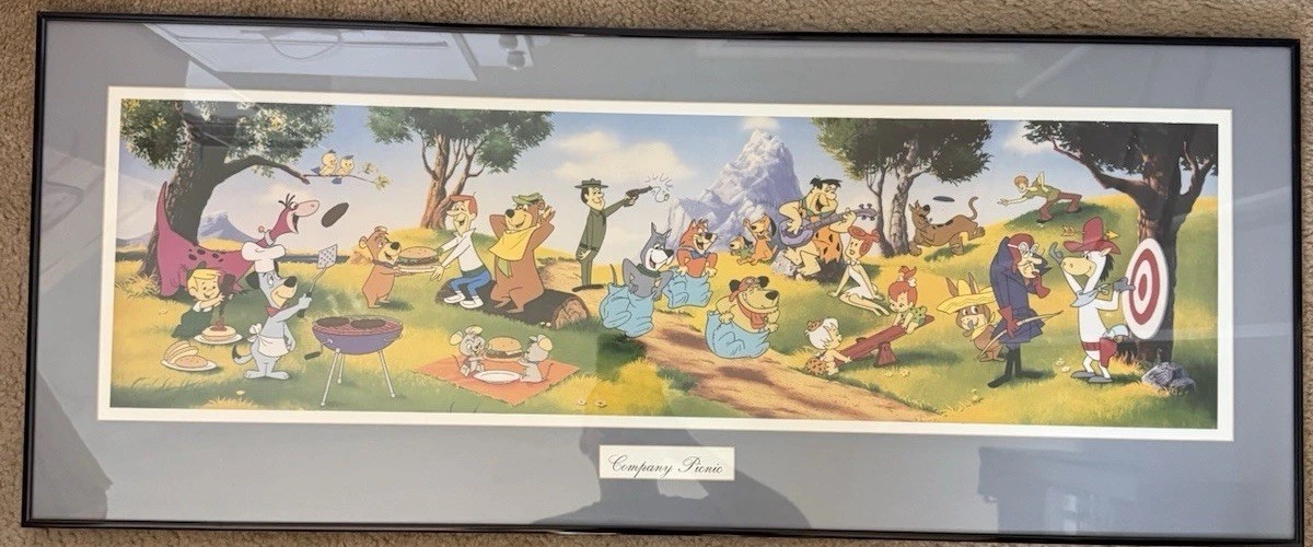 Company Picnic - Hanna-Barbera Productions - Offset Lithography (1993) Framed