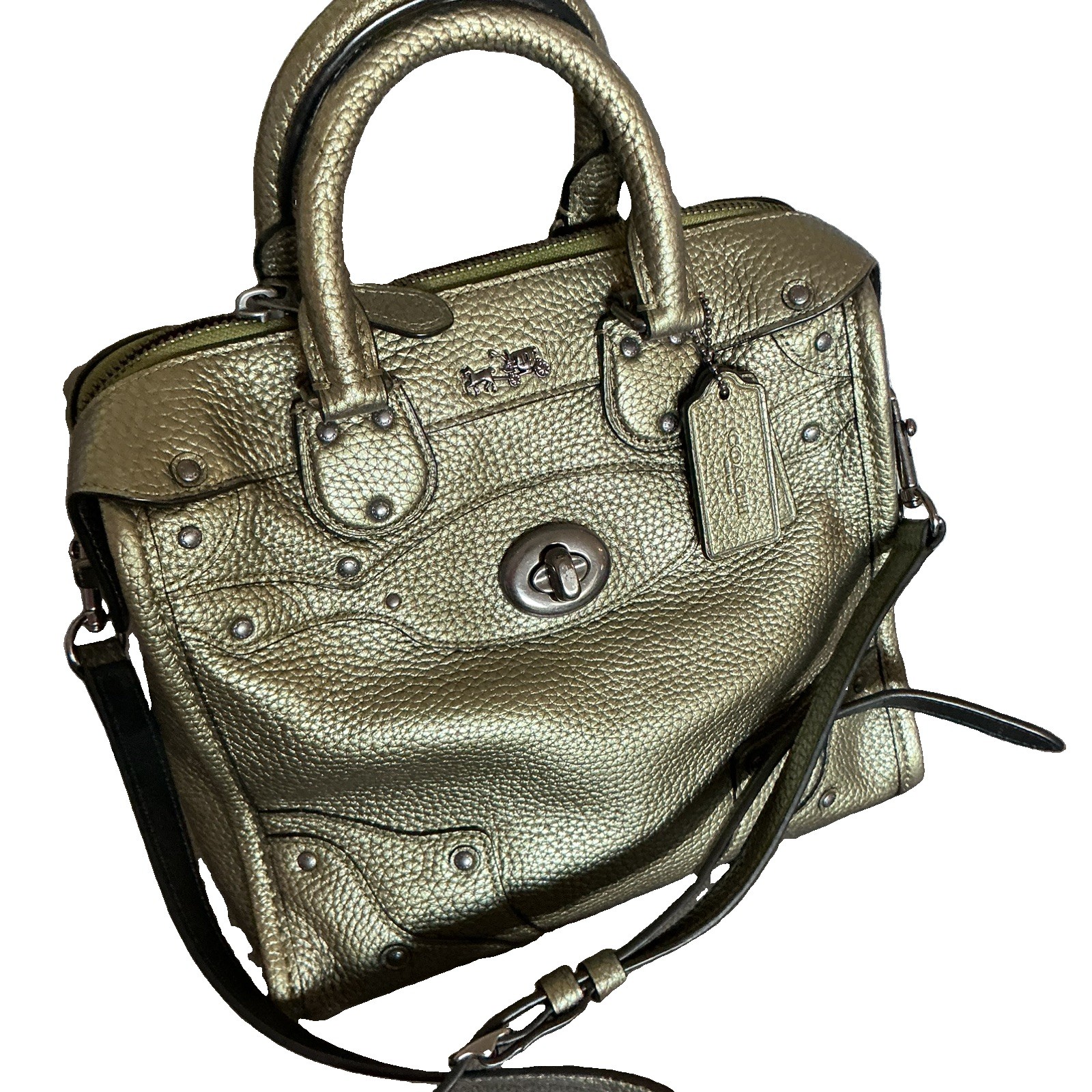 Coach 33740 Rhyder 33 Satchel Metallic Bronze Pebbled Leather Coach 33740 Rhyder 33 Satchel Metallic Bronze Pebbled Leather