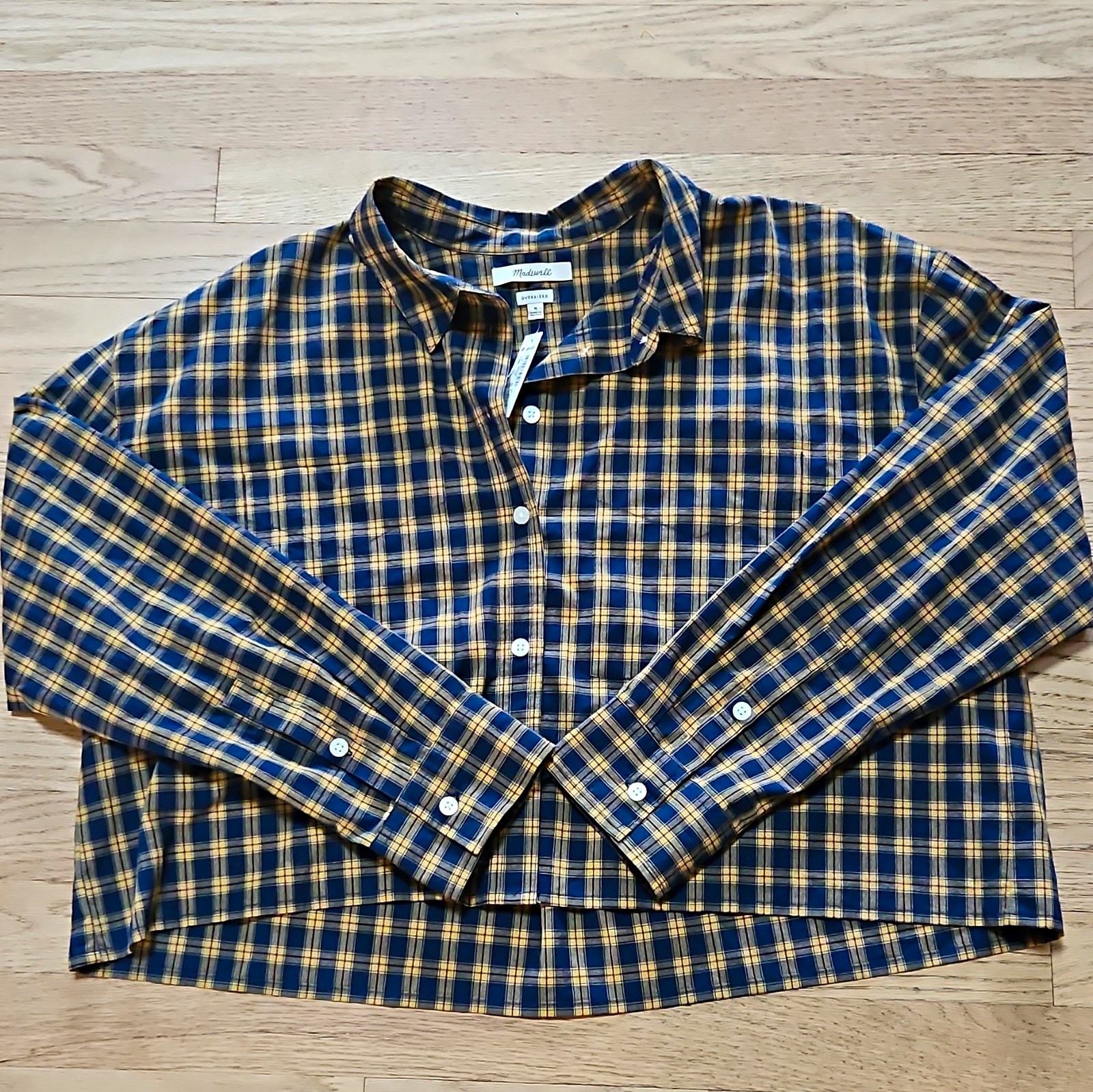 Madewell Womens The Signature Poplin Crop Shirt in Plaid Size M NWT