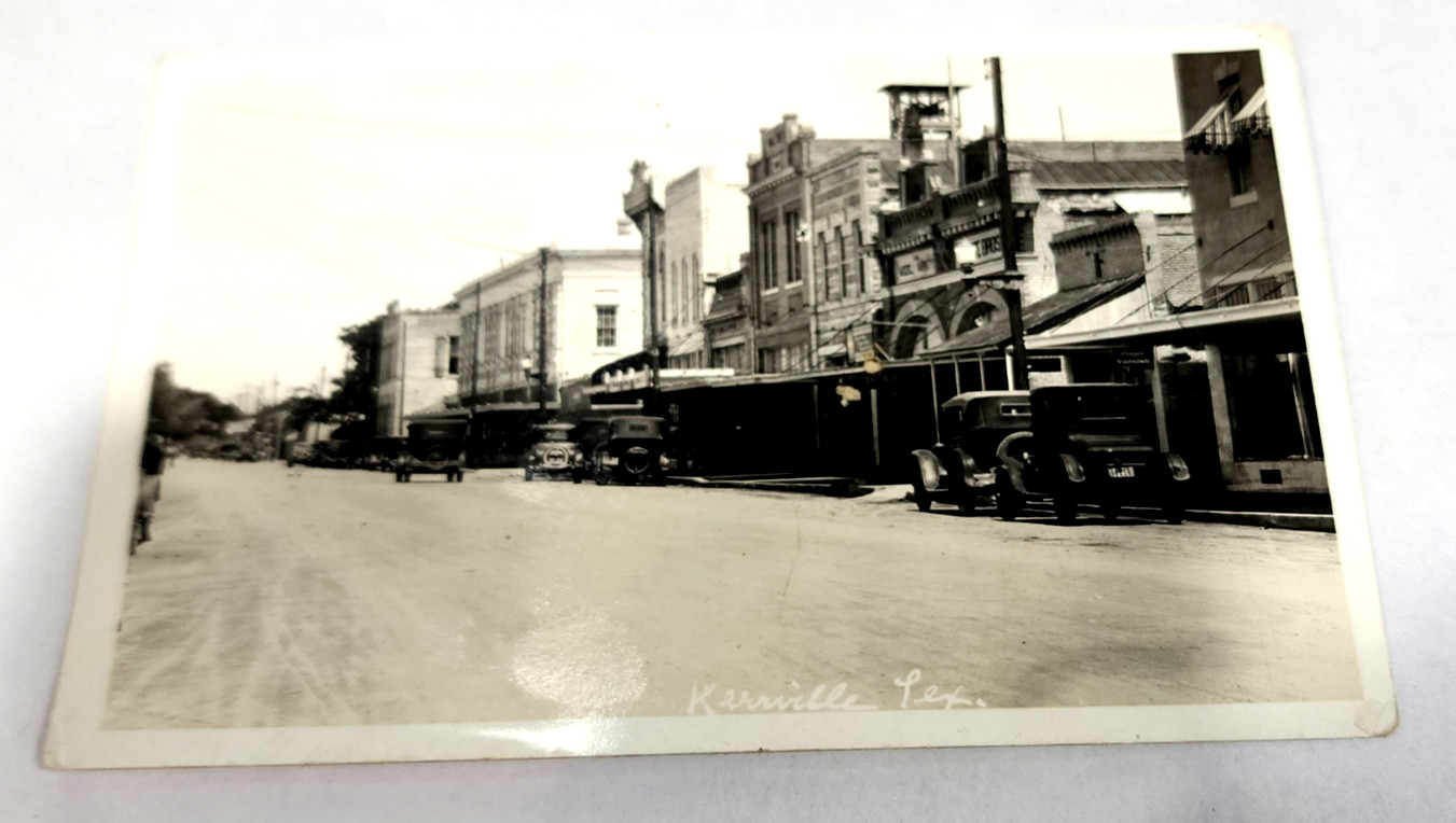 Antique RPPC Photo Postcard Kerrville Texas Street View Cars AZO 1920s TX Hill
