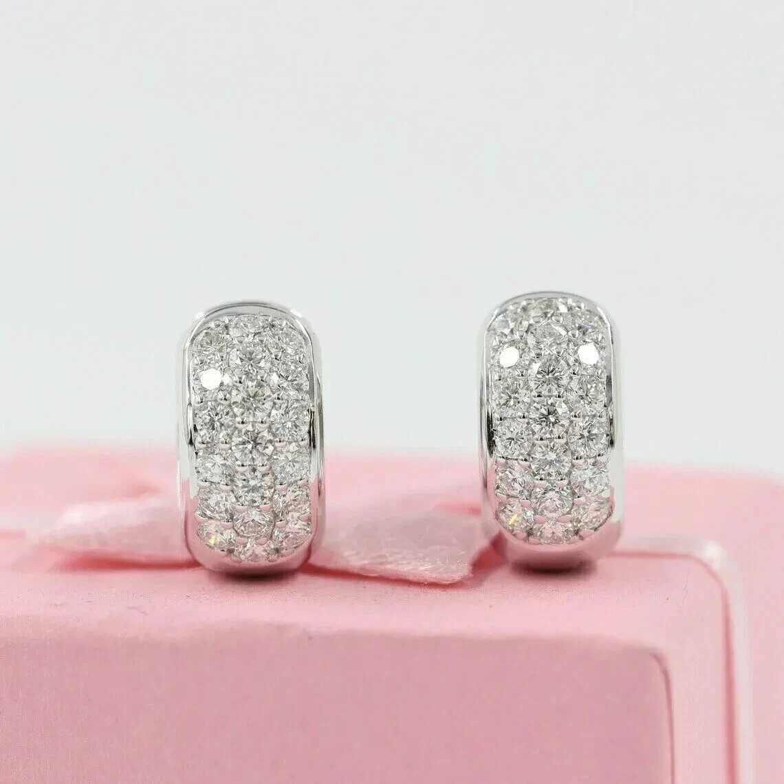 1.50Ct Round Cut Moissanite Men/Women\'s Huggie Hoop Earrings 925 Sterling Silver