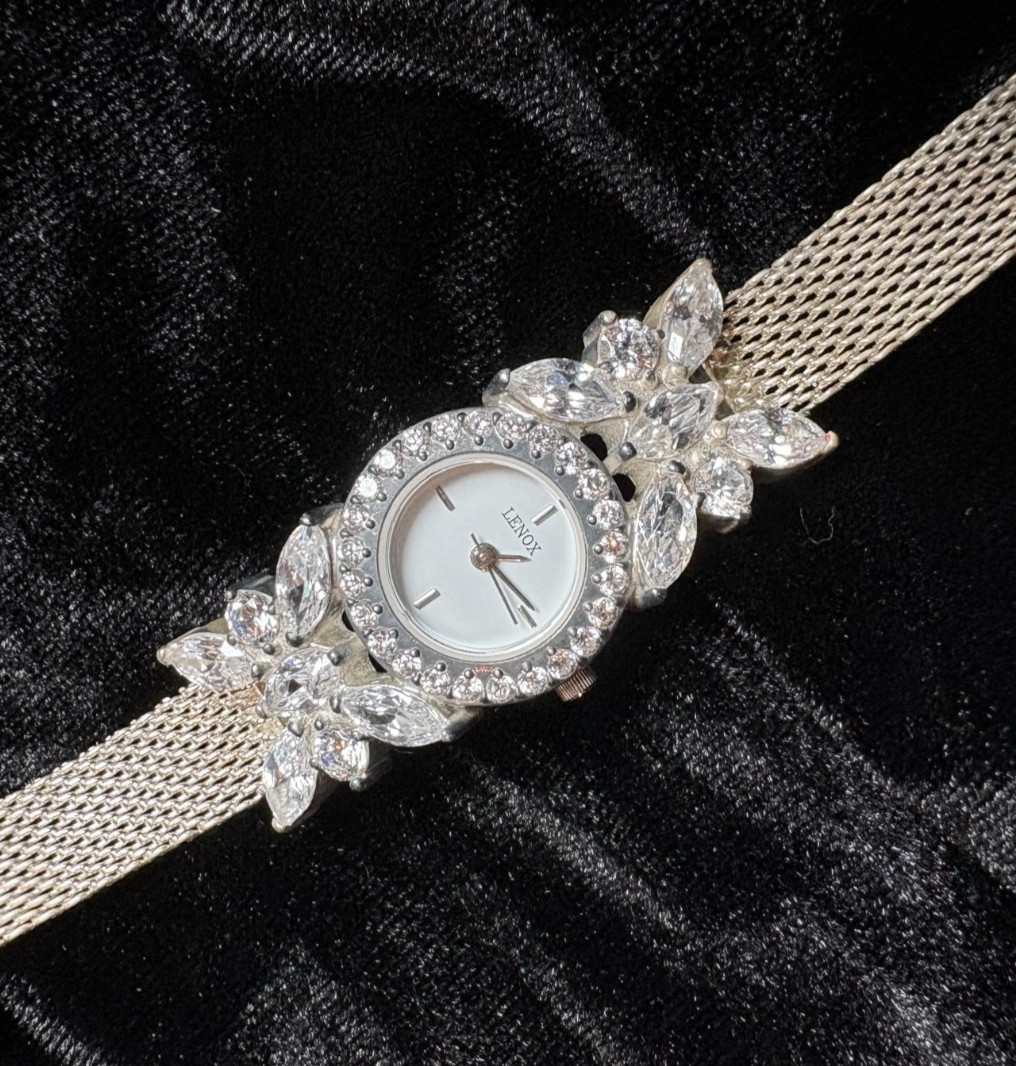 Lenox The Crystal Butterfly Watch 925 Sterling Silver Adjustable Band Lenox The Crystal Butterfly Watch 925 Sterling Silver Adjustable Band