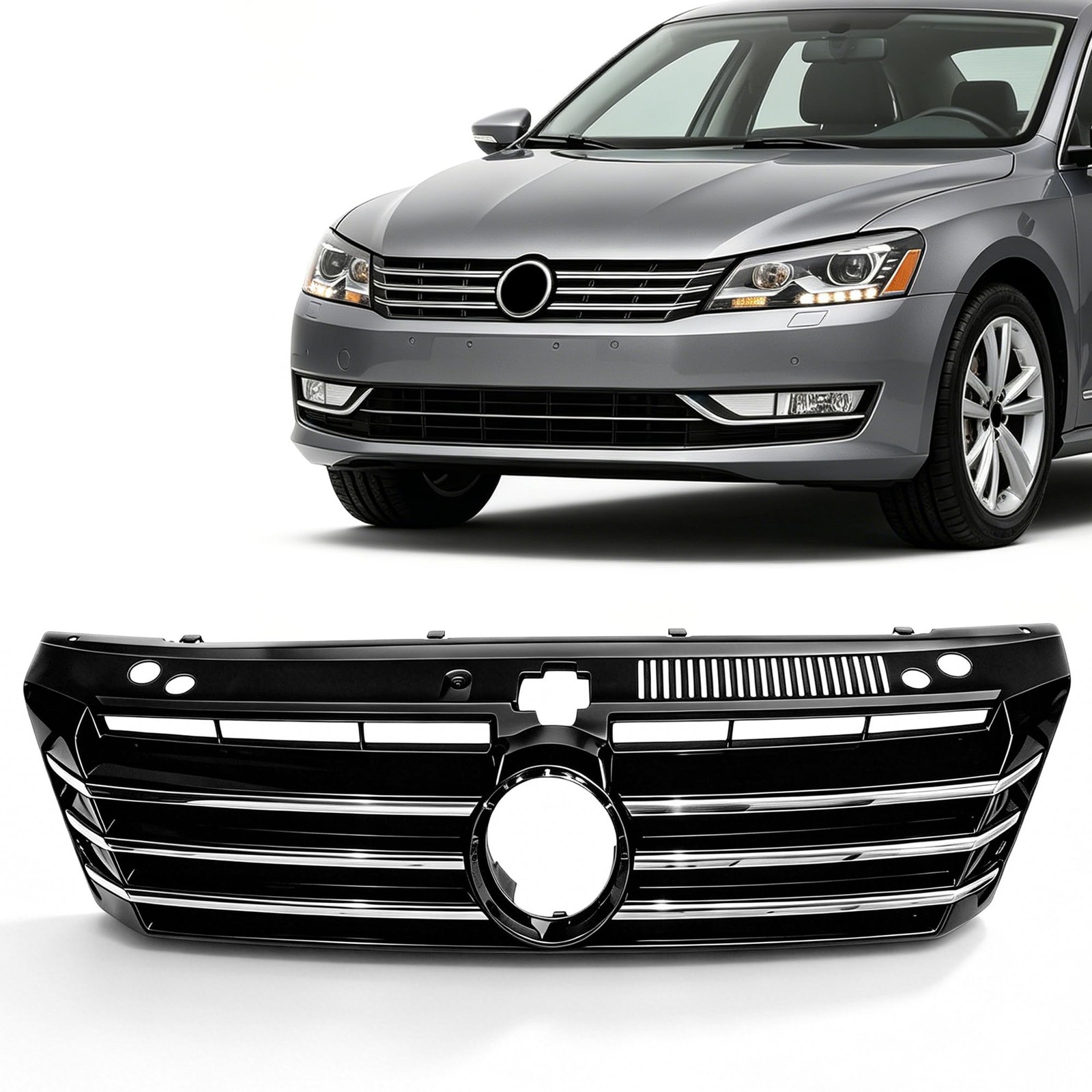 Black Chrome Upper Front Grille 2012-2015 VW Passat 561853651COQE