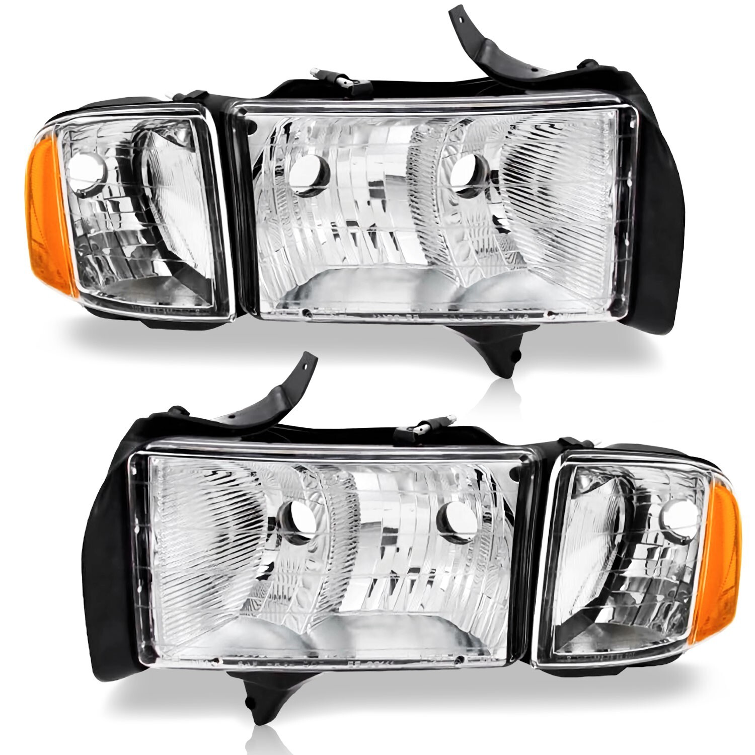 WEELMOTO Headlights For 1999-2001 Dodge Ram 1500 Sport w/Corner Lamps Left+Right