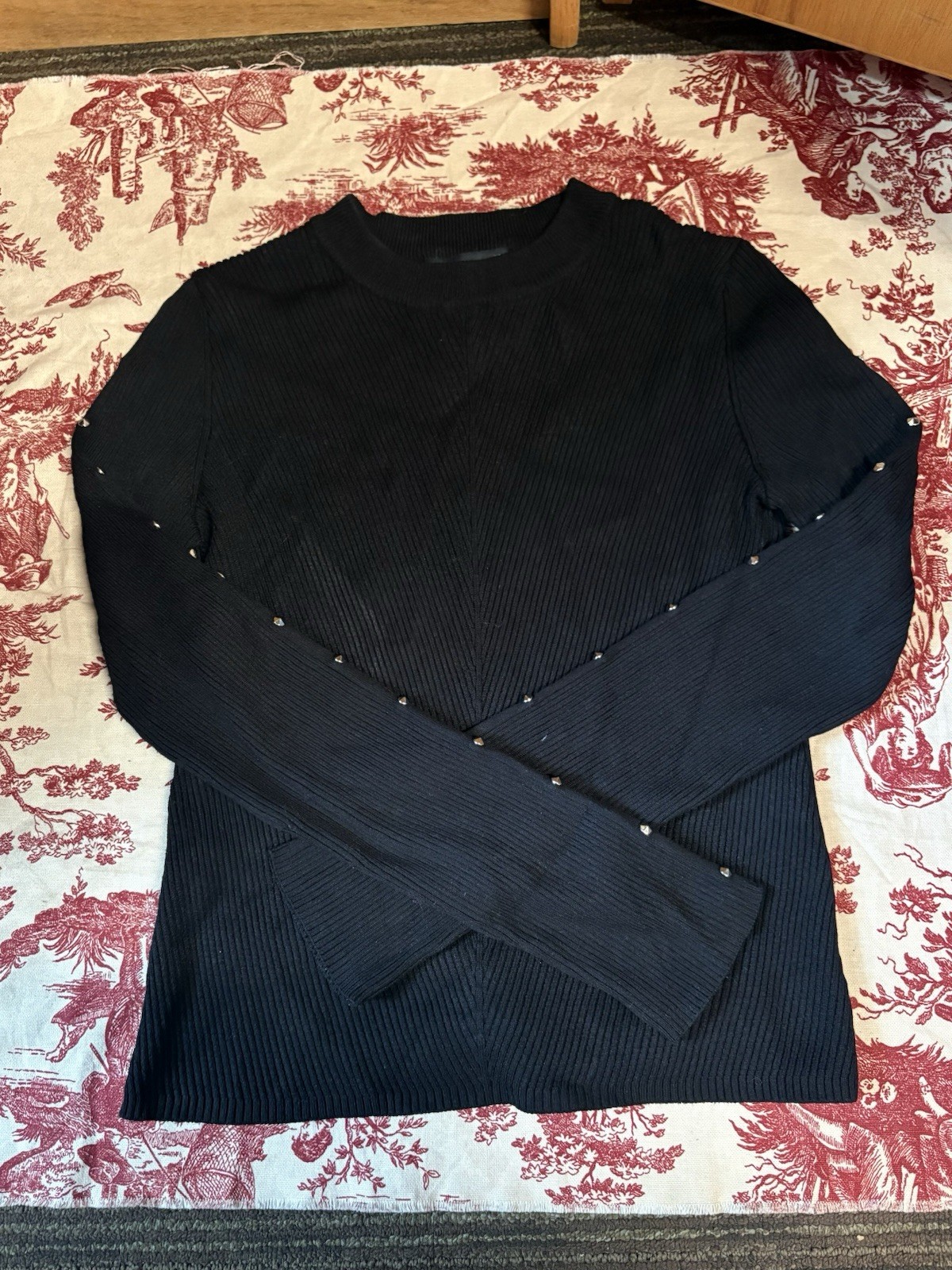 Zara long sleeve black top with stud details Zara long sleeve black top with stud details