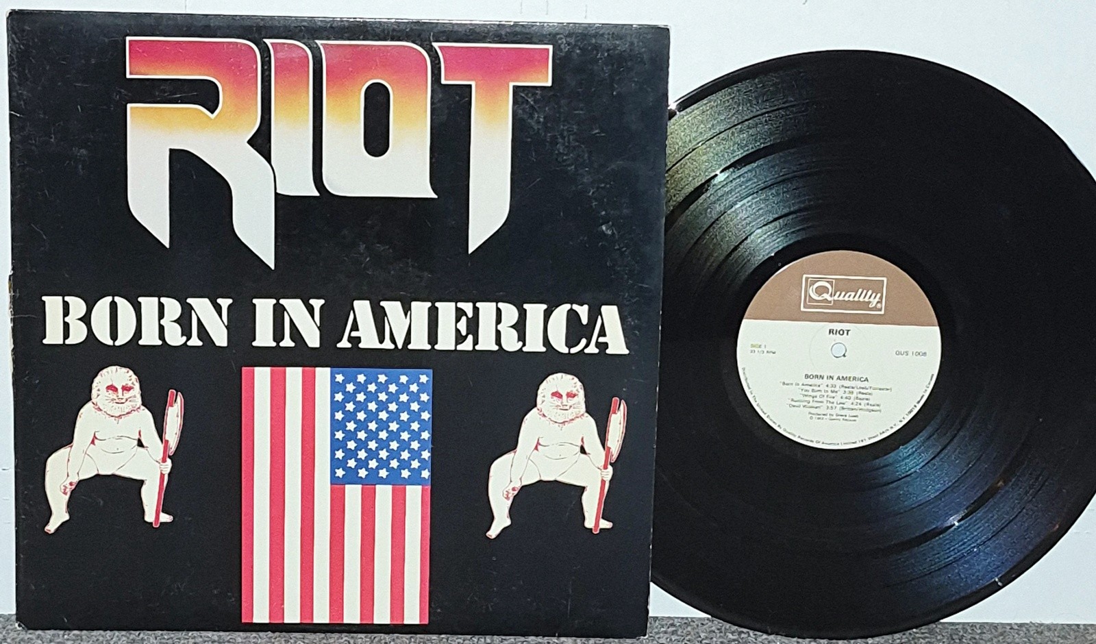 RIOT Born In America 1983 LP Plays Well Quality QUS 1008 Vinyl Heavy Metal RIOT Born In America 1983 LP Plays Well Quality QUS 1008 Vinyl Heavy Metal