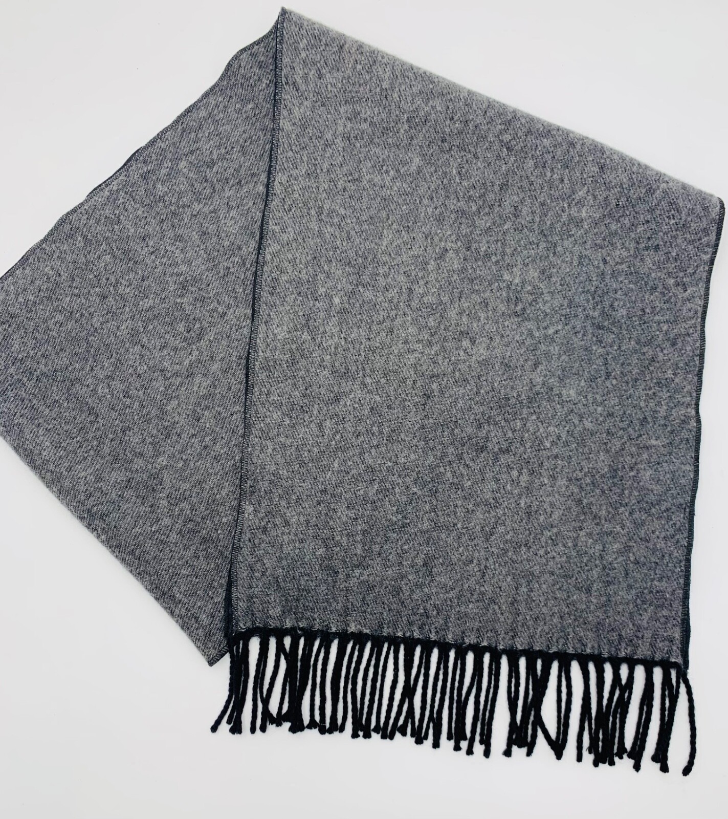 Auth LANVIN COLLECTION - Grey/Black w/Black Fringe 69\