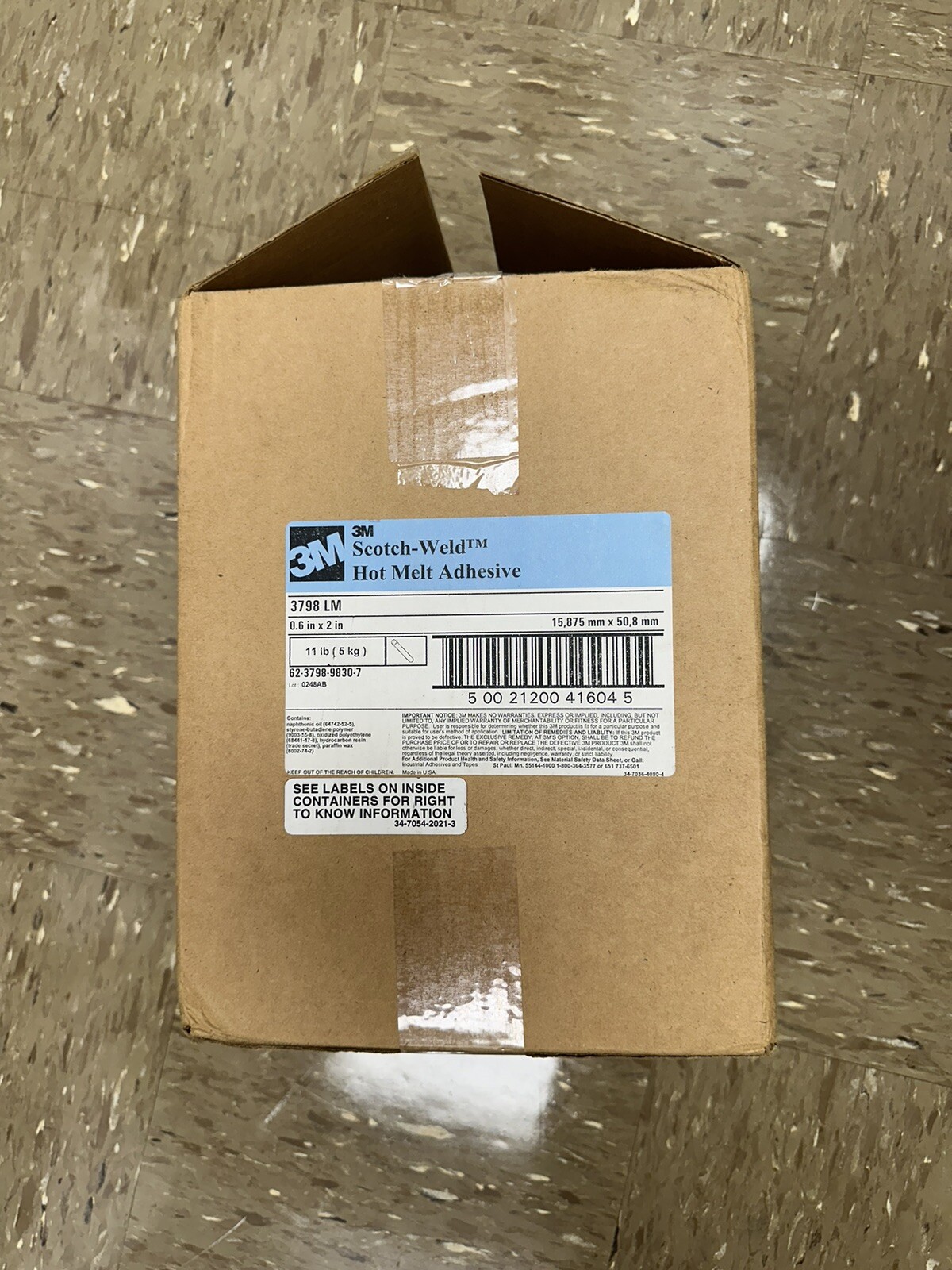 3M Scotch-Weld Hot Melt Adhesive 3792 LM PG Clear, .6 in x 2 in, 11 lb per case