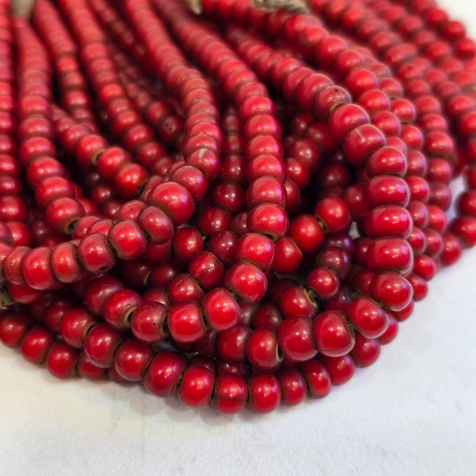 5mm-5.5mm antique venetian cranberry red white heart trade beads strands 5mm-5.5mm antique venetian cranberry red white heart trade beads strands