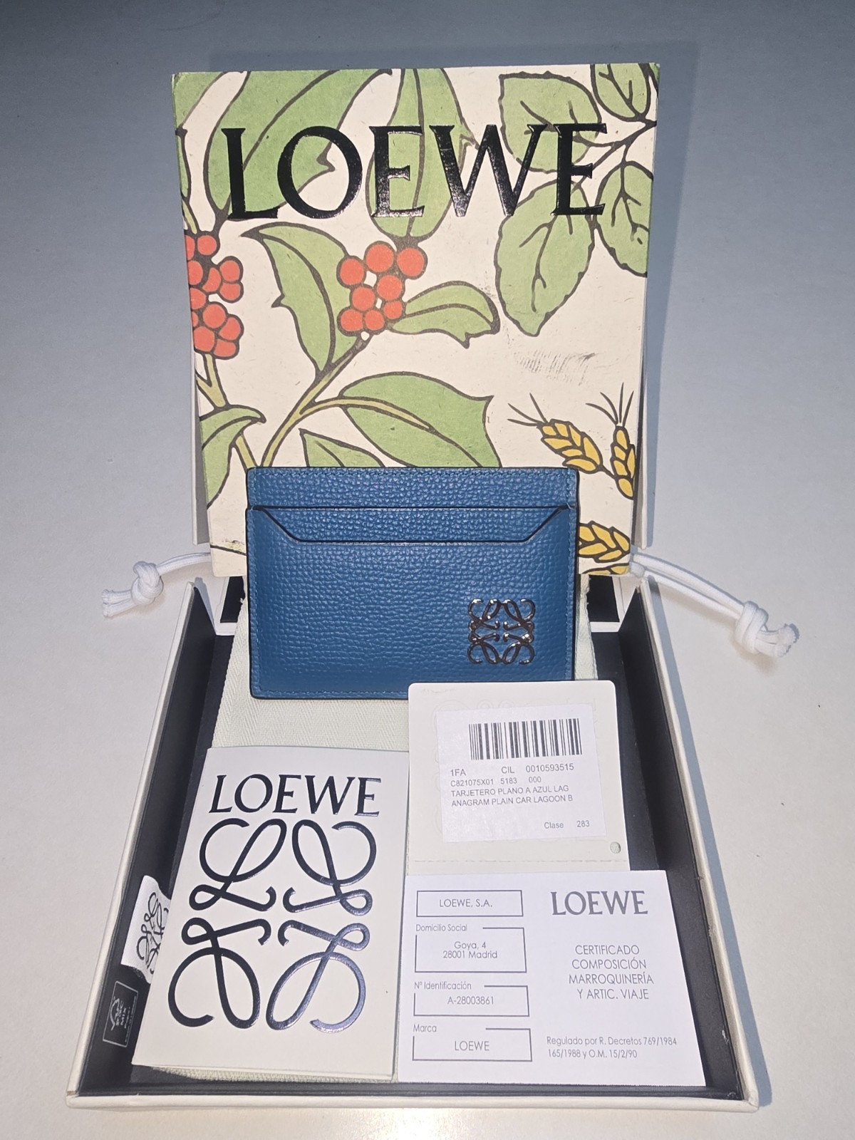 Loewe Anagram Plain Cardholder In Lagoon (Blue/Teal)