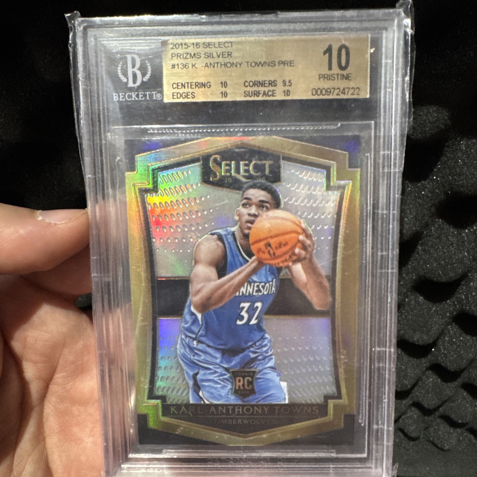2015 Panini Select Karl-Anthony Towns Premier SILVER Rookie RC #136 BGS 10 2015 Panini Select Karl-Anthony Towns Premier SILVER Rookie RC #136 BGS 10