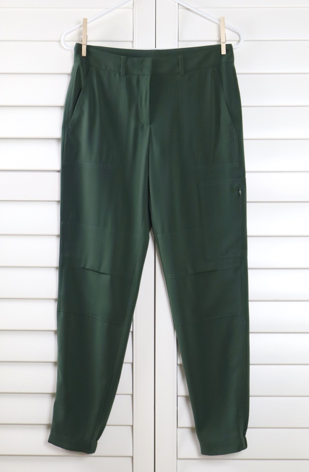 AKRIS PUNTO $595 Solid Green Tapered Cargo Utility Pants Size US 2
