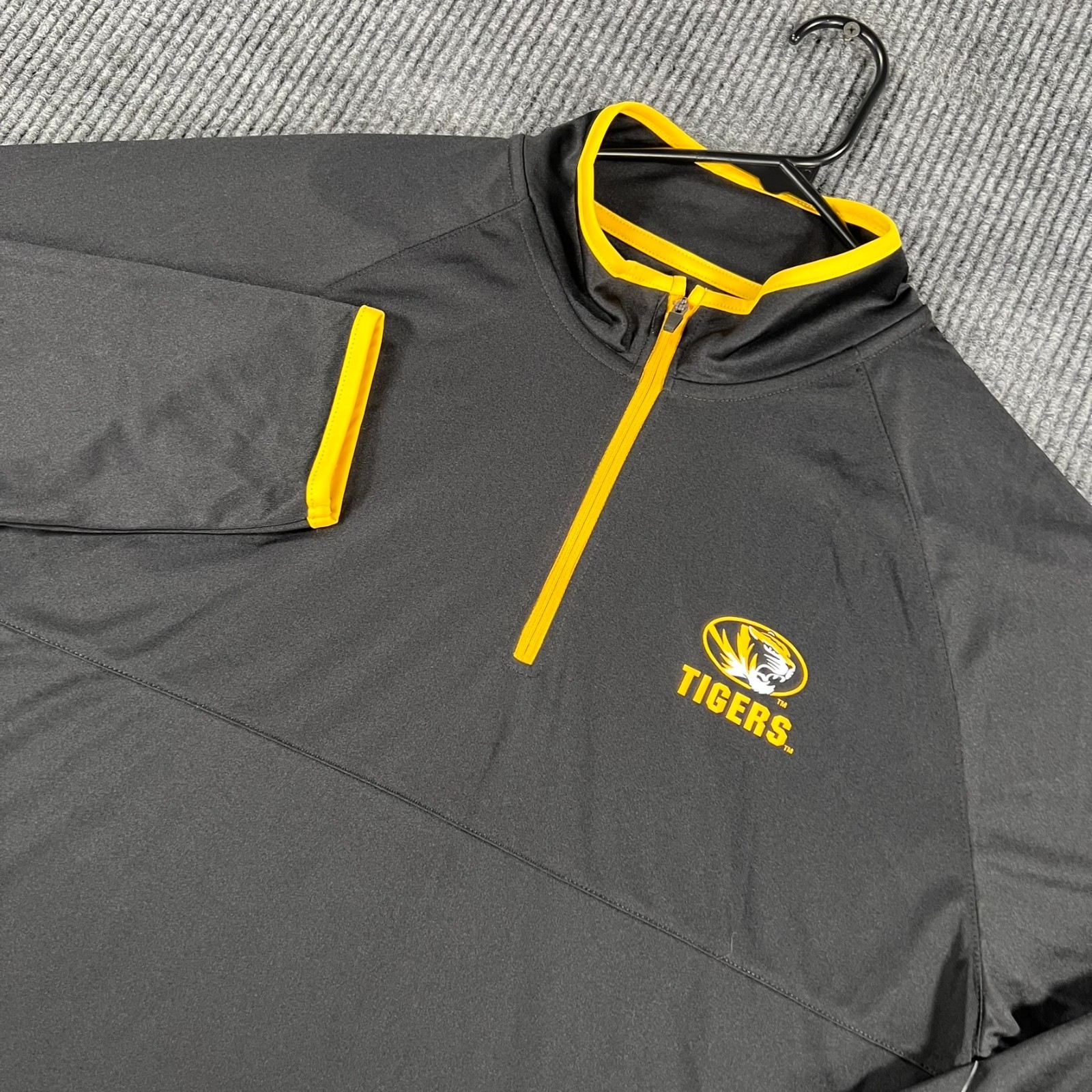 Missouri Tigers Mizzou Pullover Shirt Mens Large Black Long Sleeve 1/4 Zip New