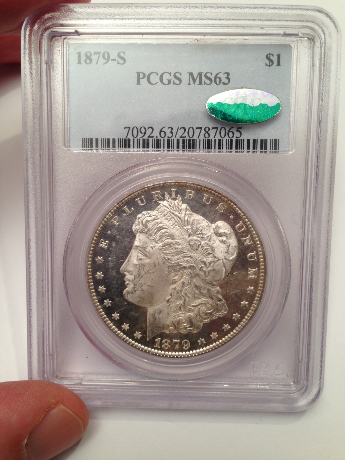 1879-S Morgan Silver Dollar - PCGS MS63 & CAC Approved - Killer Looking Obverse