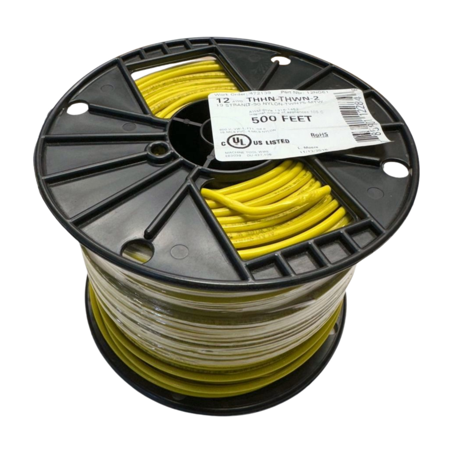 Alan Wire E83039 Type MTW THWN-2 THNN Yellow Machine Tool Wire 12 AWG 500\'